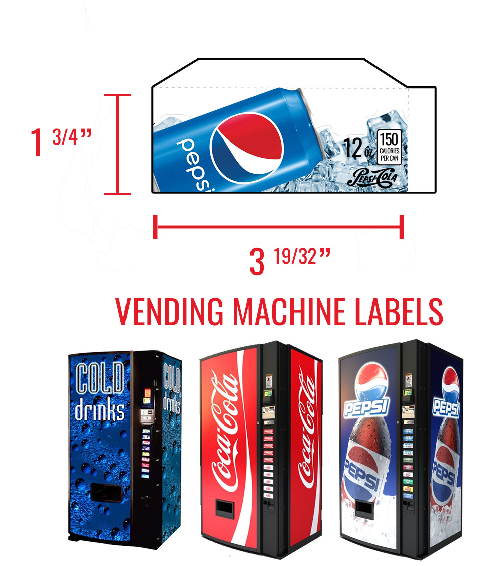 (10) Dixie Narco 501e 12 oz «CAN» Vend Labels – Flavor Strips -VARIETY PACK