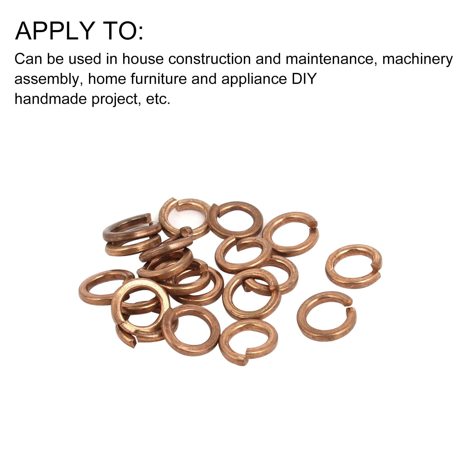 METALLIXITY Split Lock Washer M5 20Pcs, Brass Spring Lock Washer Elastic Gask…