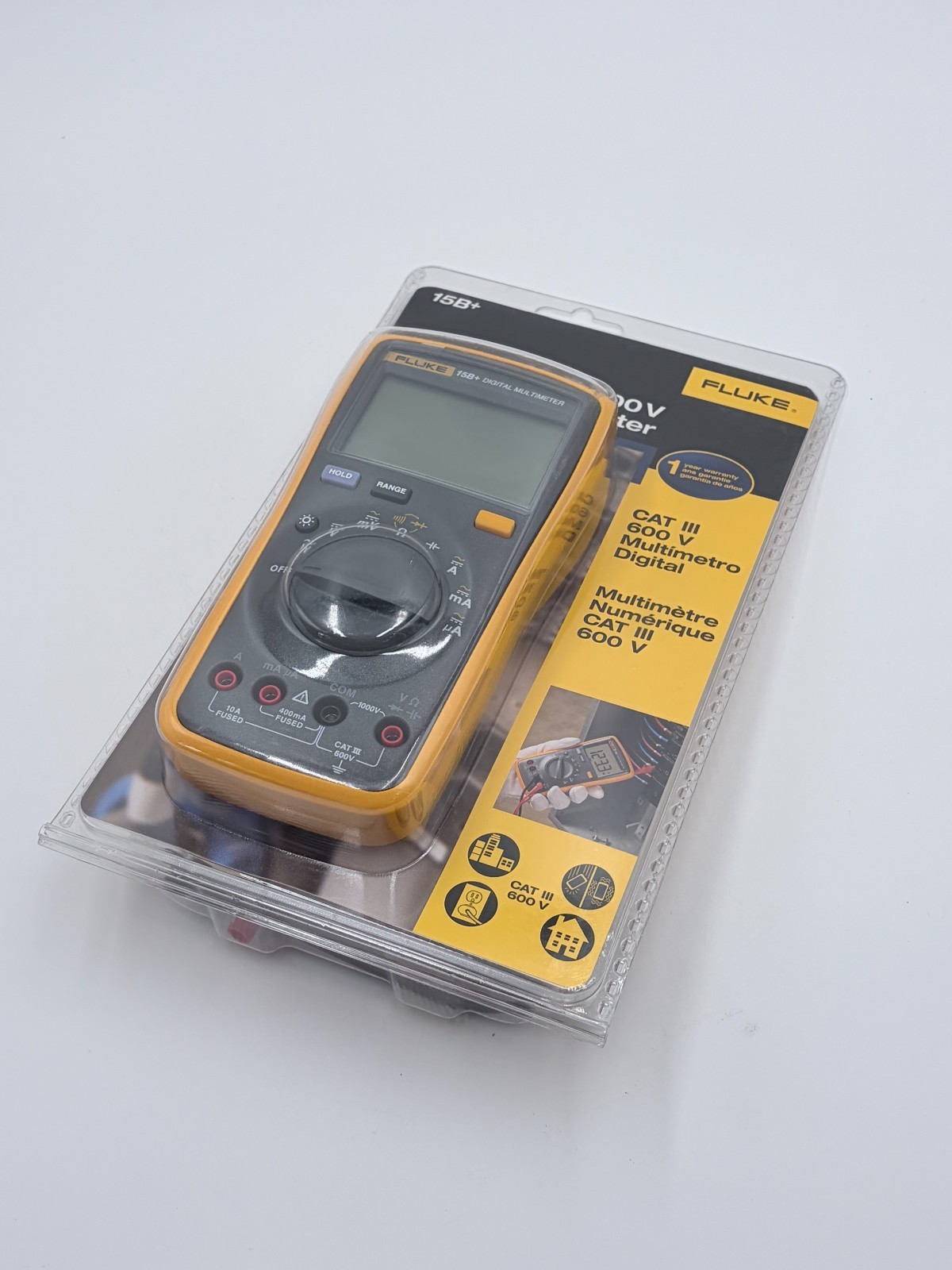 Fluke 15B+ CAT III 600V Digital Multimeter Brand New #8589