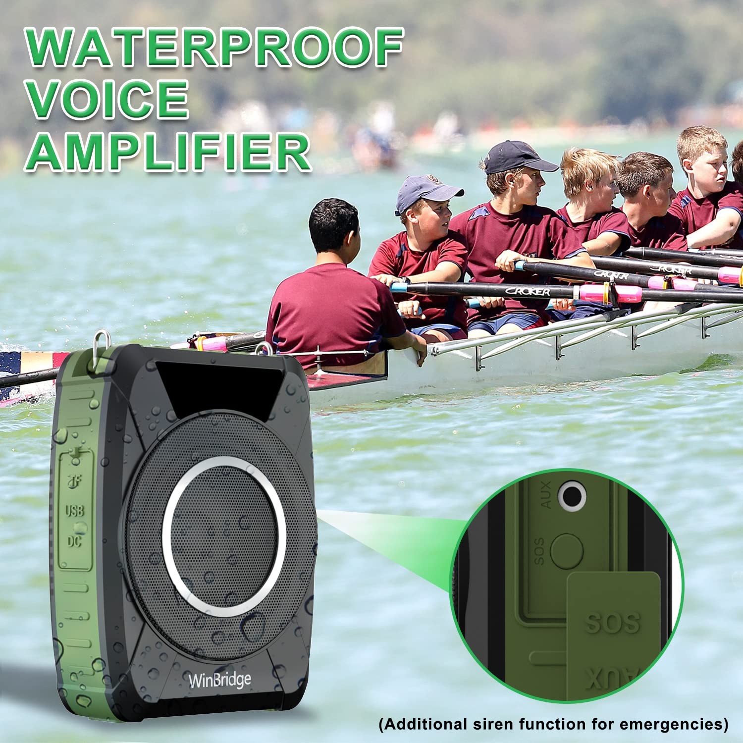 Bluetooth 5.0 Voice Amplifier with Wireless Mic Headset, Waterproof Personal