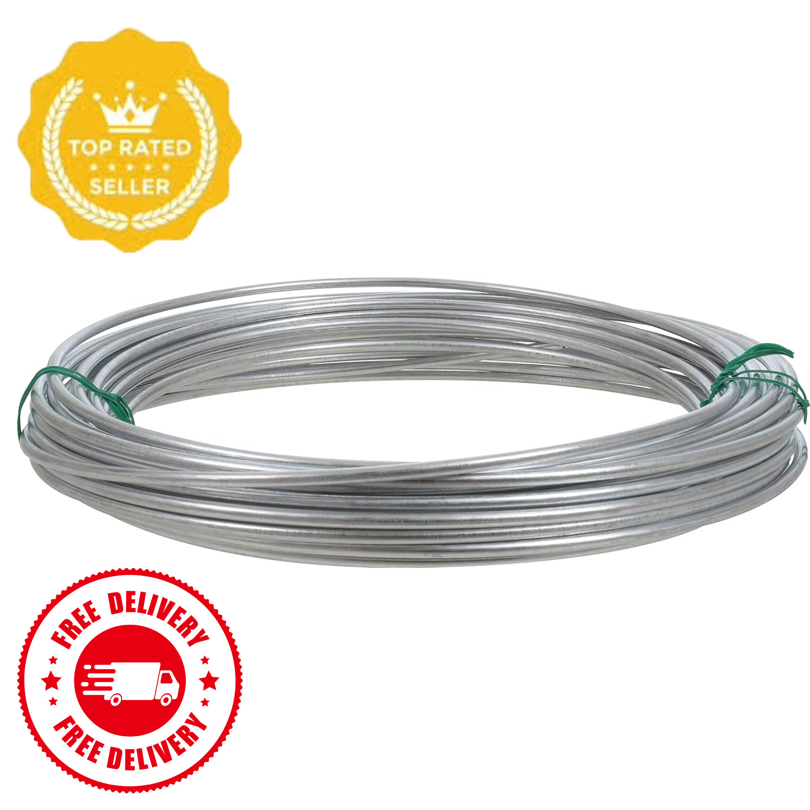 Galvanized Steel Solid Wire 9 Gauge 50ft Silver, Heavy Duty for DIY and Fencing