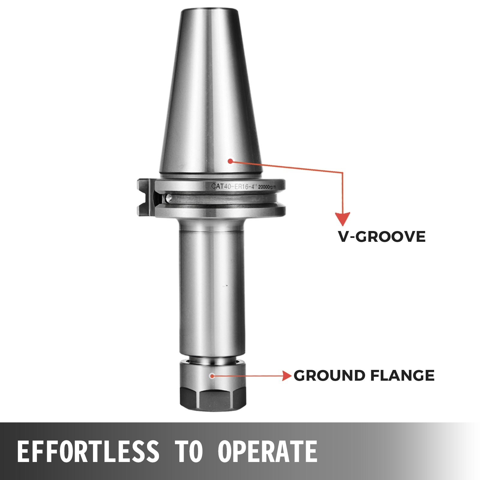 VEVOR 4pcs CAT40 ER16 4″ Collet Chuck G2.5 100mm Tool Holder Balanced 20000RPM