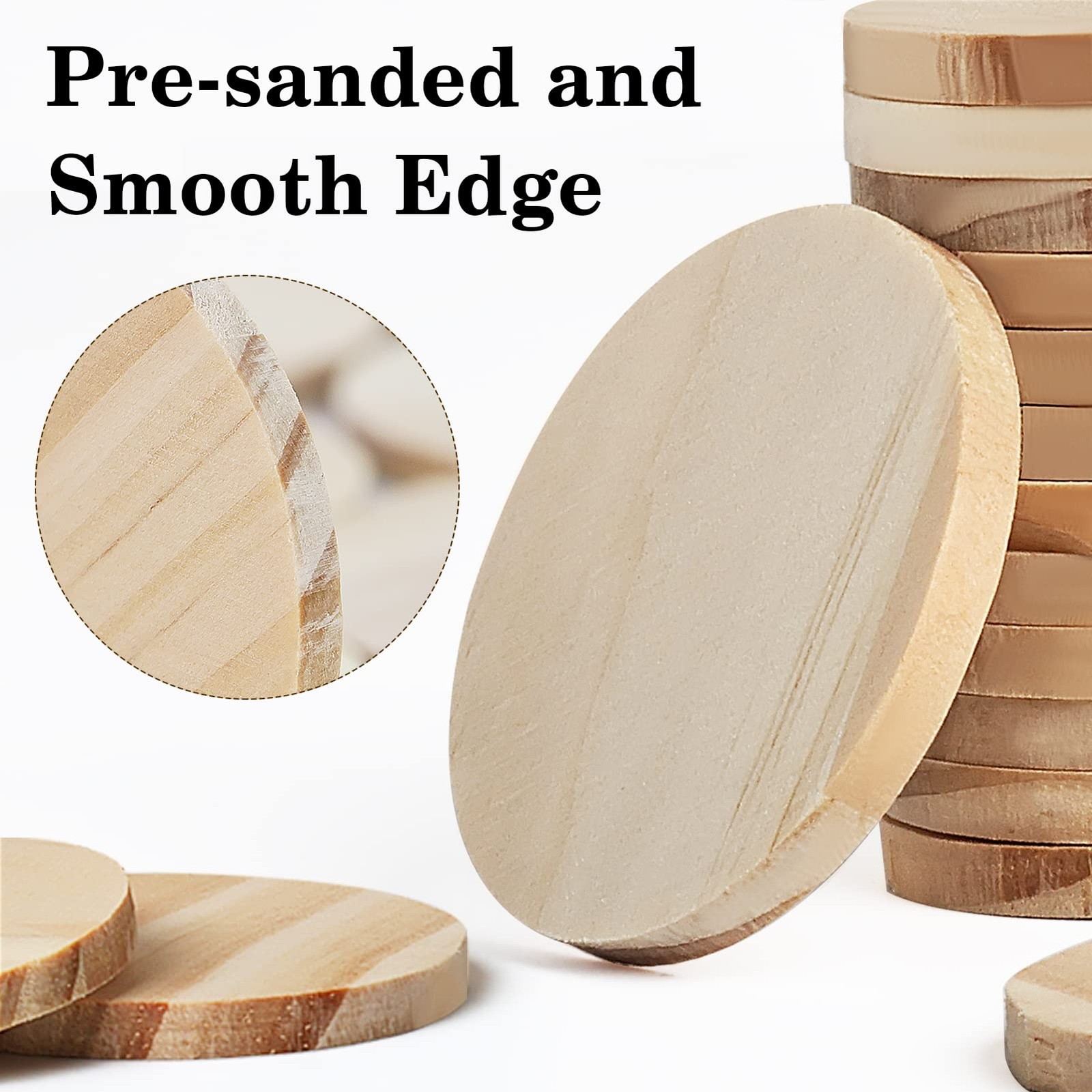 2 Inch 50 Pieces Wood Circles, GOH DODD Small Round Discs Unfinished Slices…