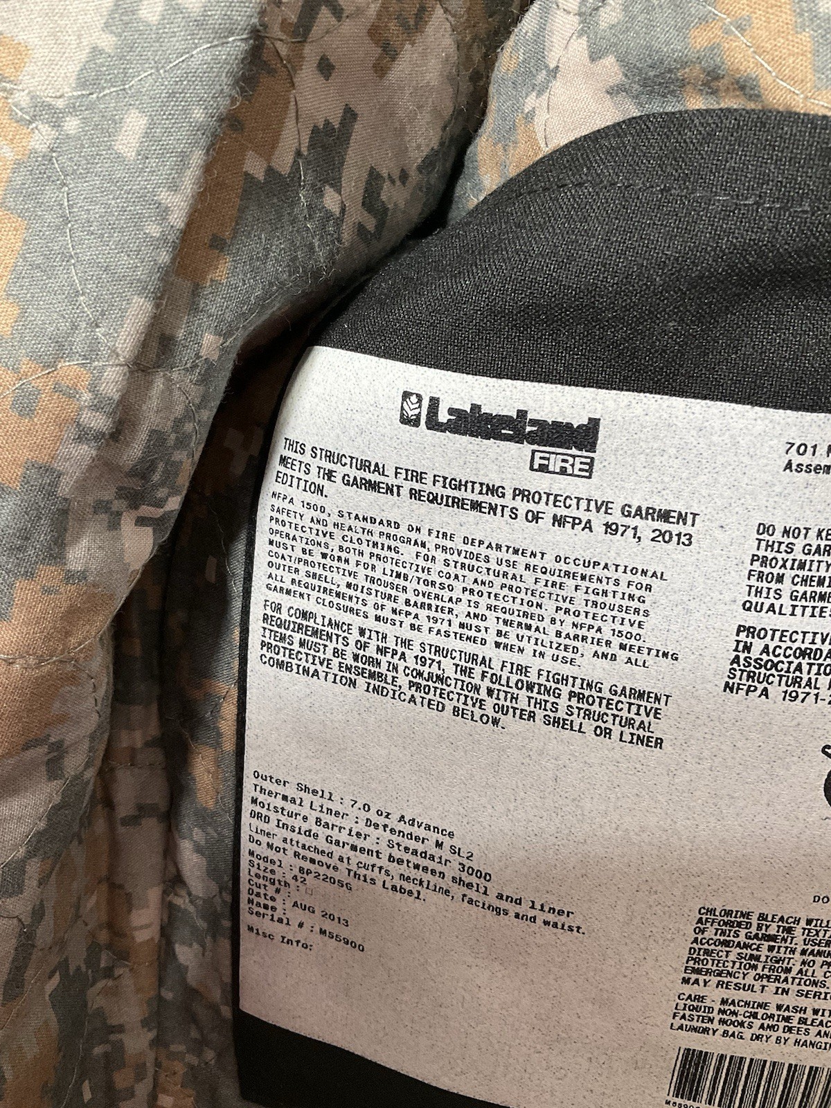 NOS Lakeland B2 Turnout Coat Sz 42 Advance 7.0oz Gold Steadair 3000 Defender SL2