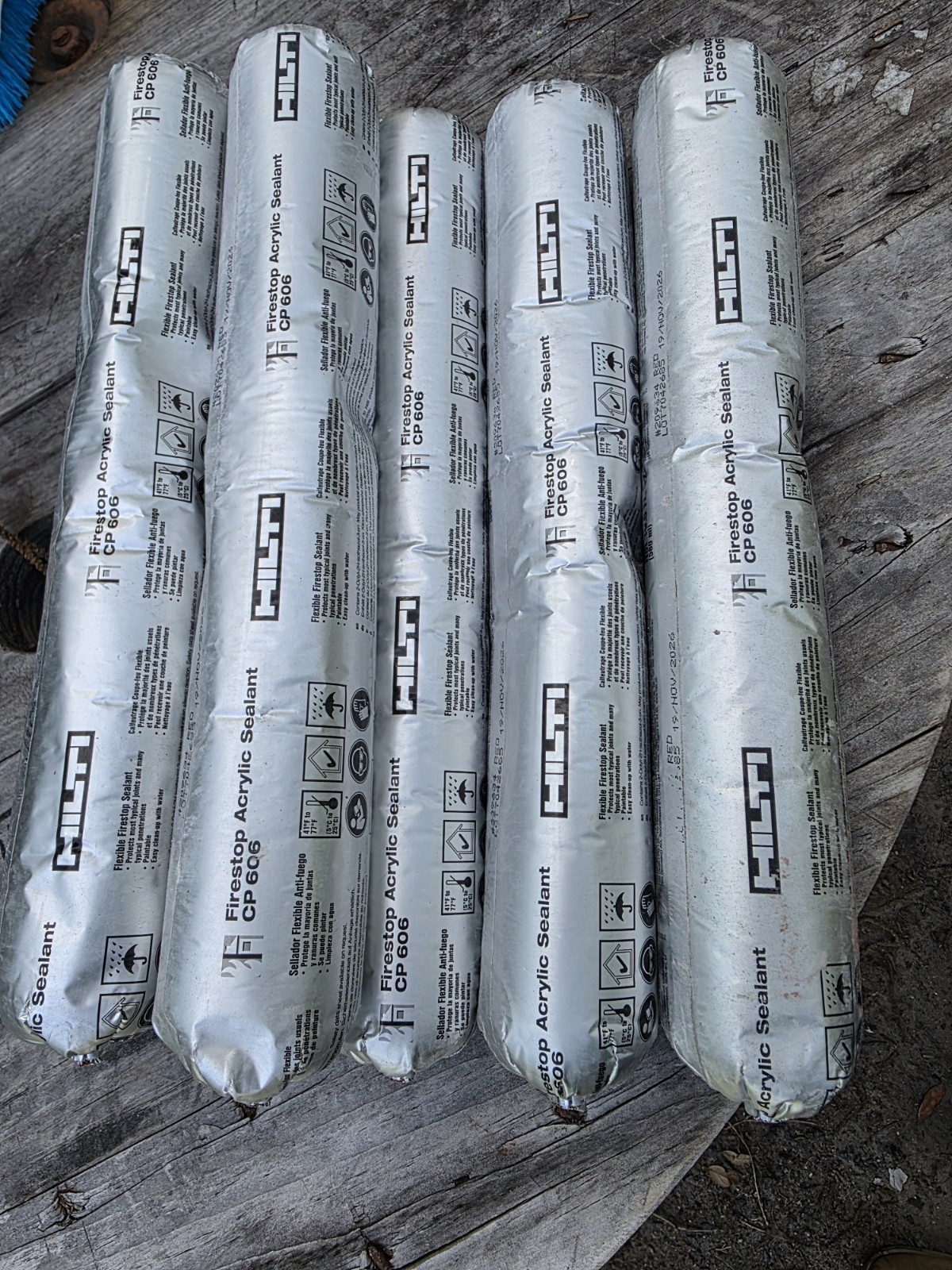 (9) Hilti CP 606 Firestop Acrylic Sealant Sausage Pack Exp 2/17/2028