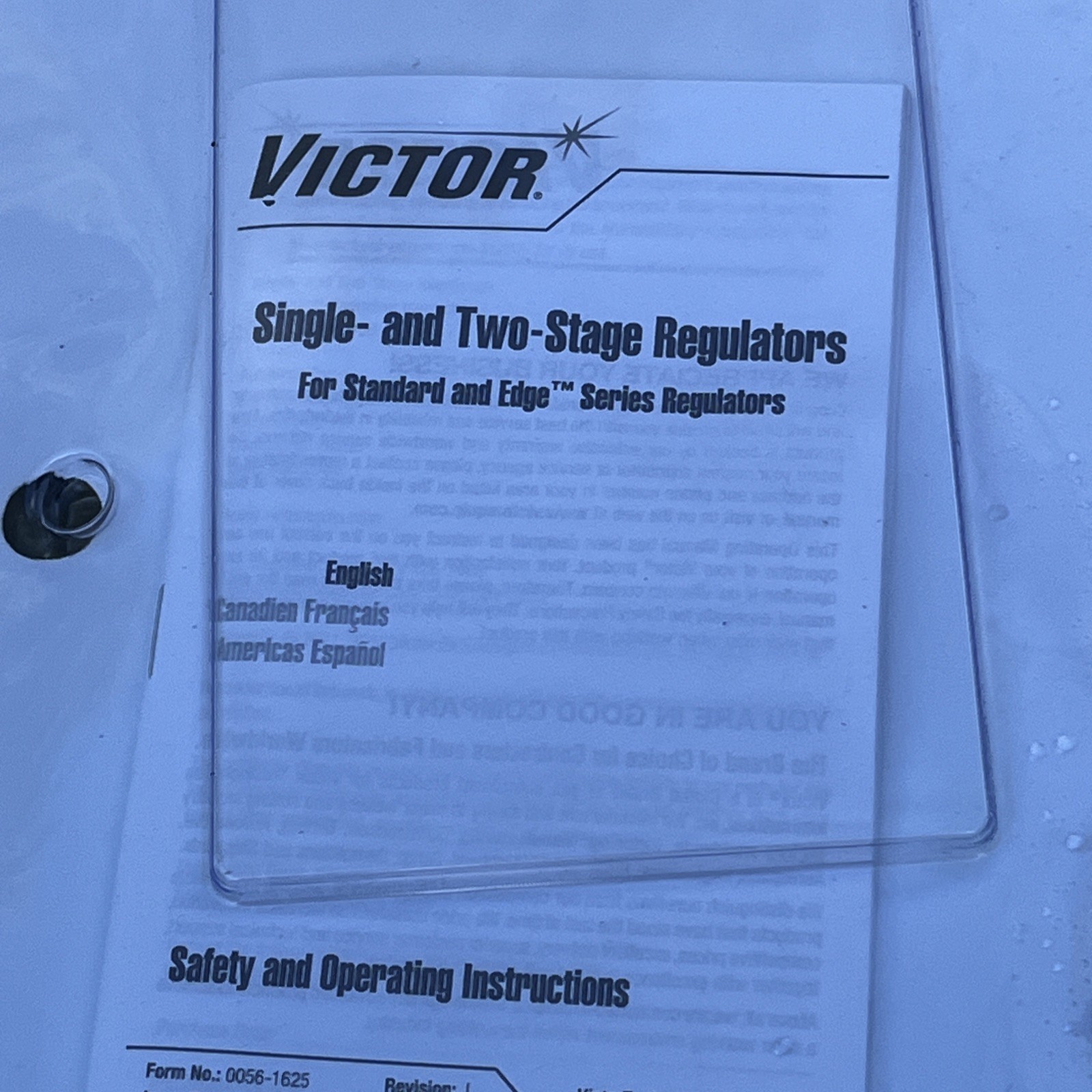 Victor CutSkill Flow Meter Regulator Argon 0781-4236 w/10’ hose mig & tig