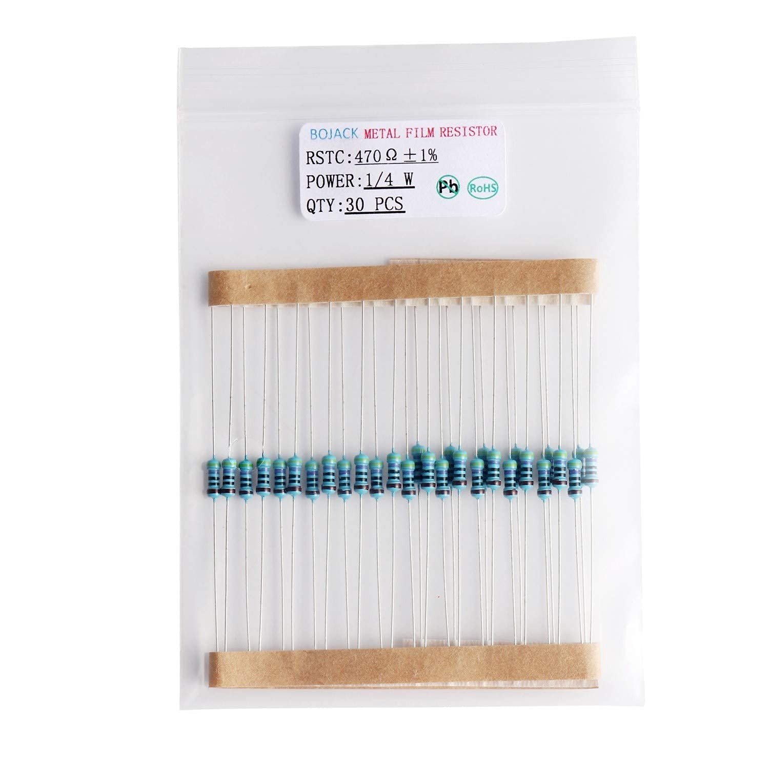 BOJACK 630 Pcs 17 Values Resistor Kit 0 Ohm-1M Ohm with 1% 1/4W Metal 1/4 W