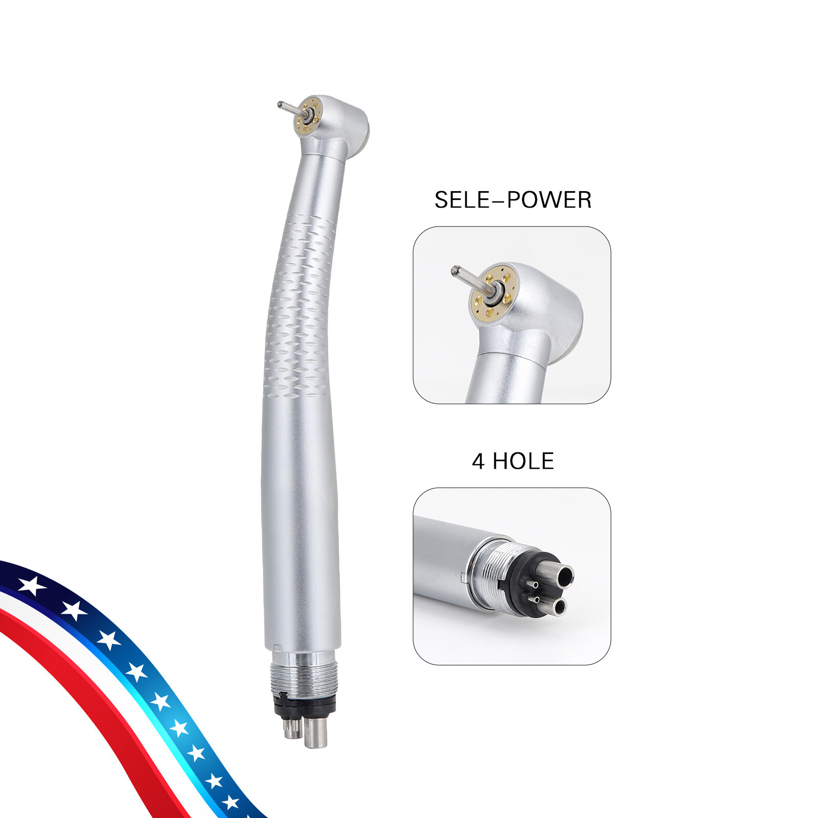 Dental 5 O-LED High Speed Handpiece Push Button with 5 Water Spray 4 Holes