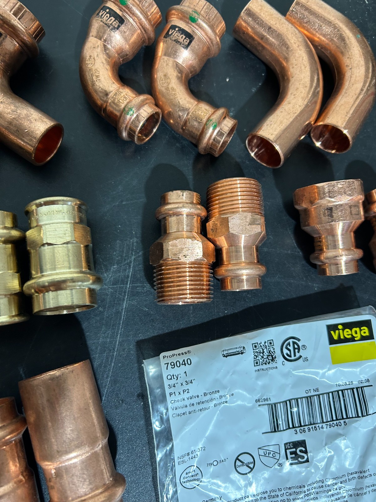 PROPRESS NIBCO VIEGA COPPER PRO PRESS FITTINGS 3/4″ NIB. MADE IN USA QTY 71