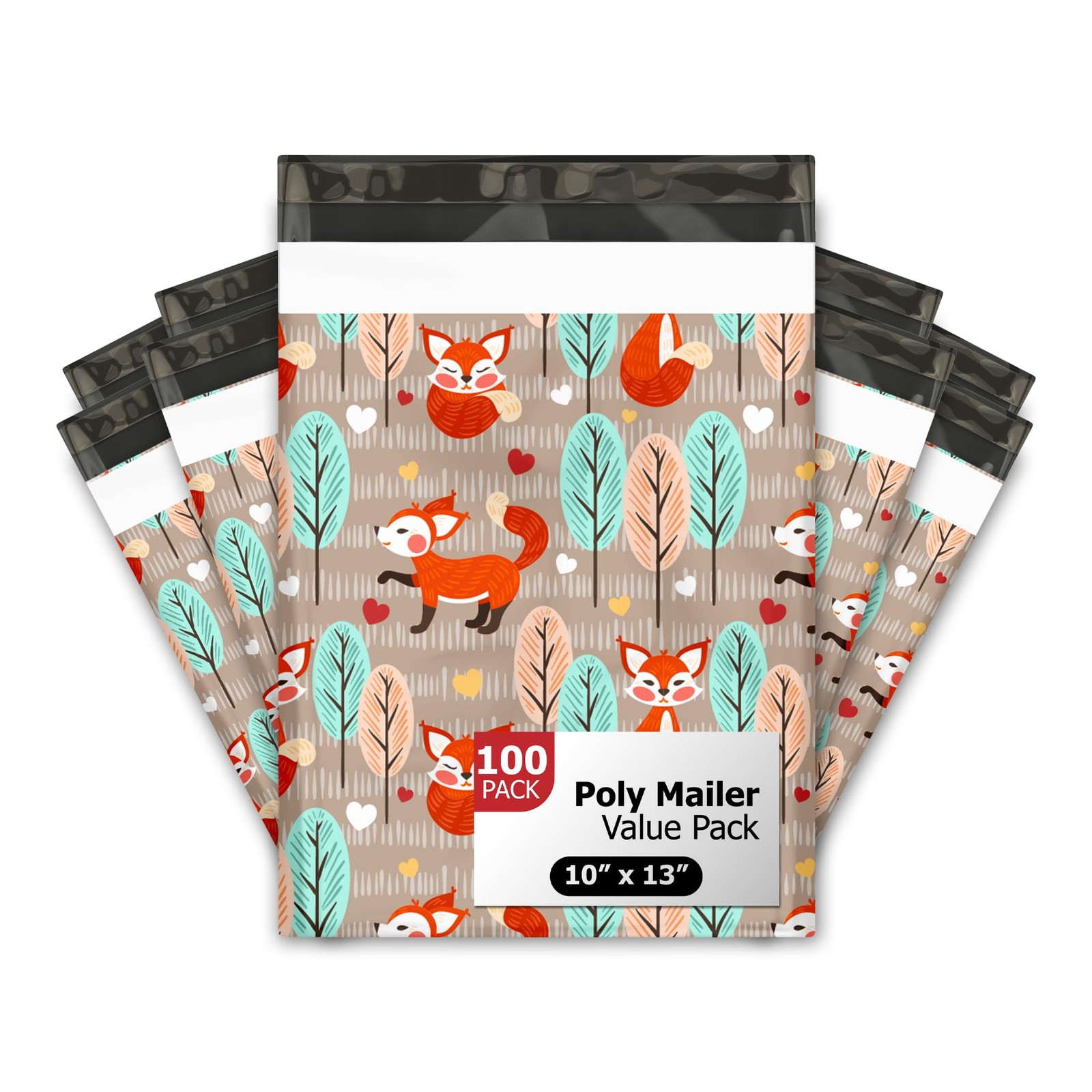100 PCS Fox Designer Poly Mailers Shipping Envelopes Premium Bag 10×13 Inch