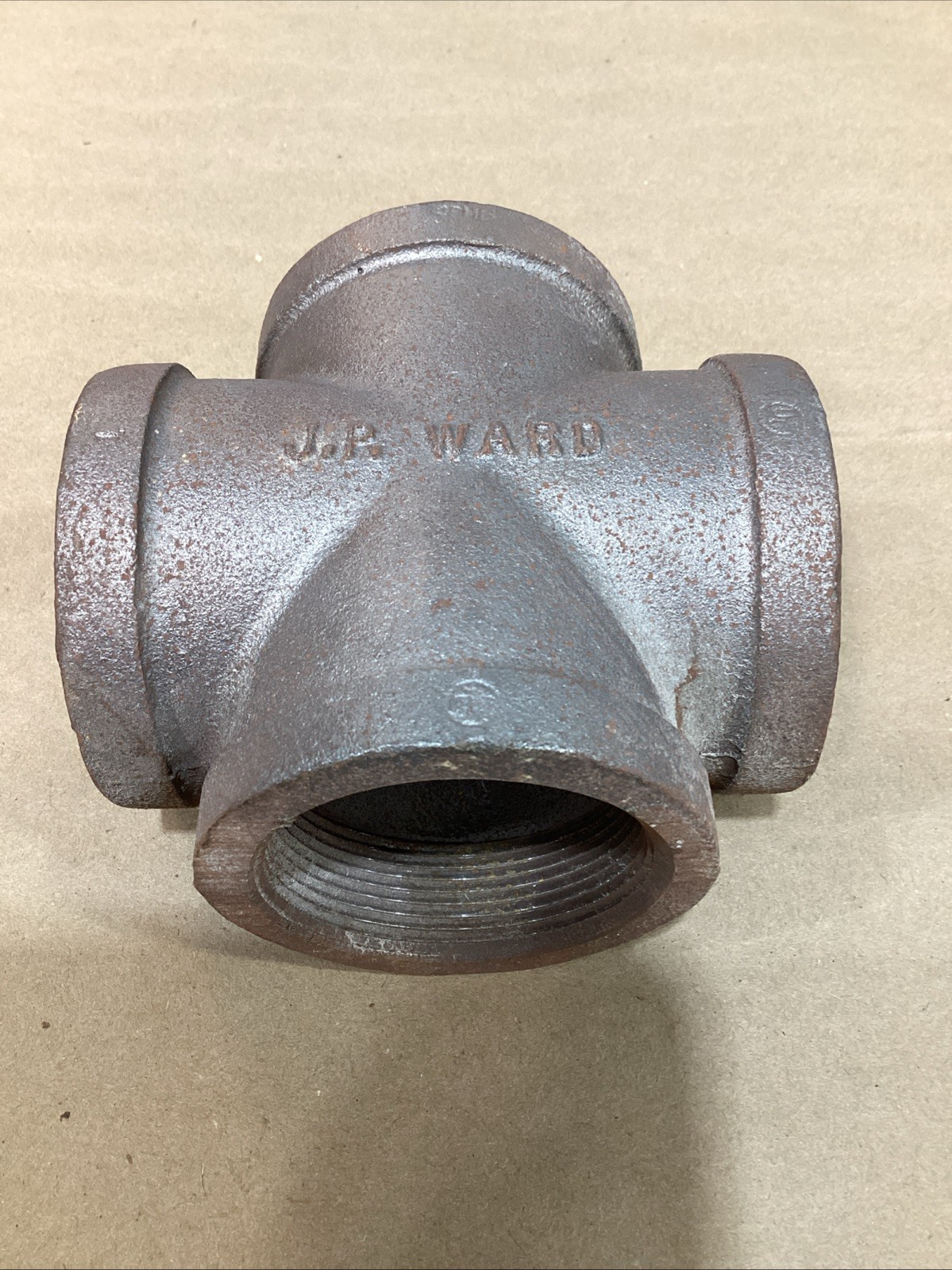 Black Iron Cross 2″ NOS 4-way TEE Female Fitting Pipe