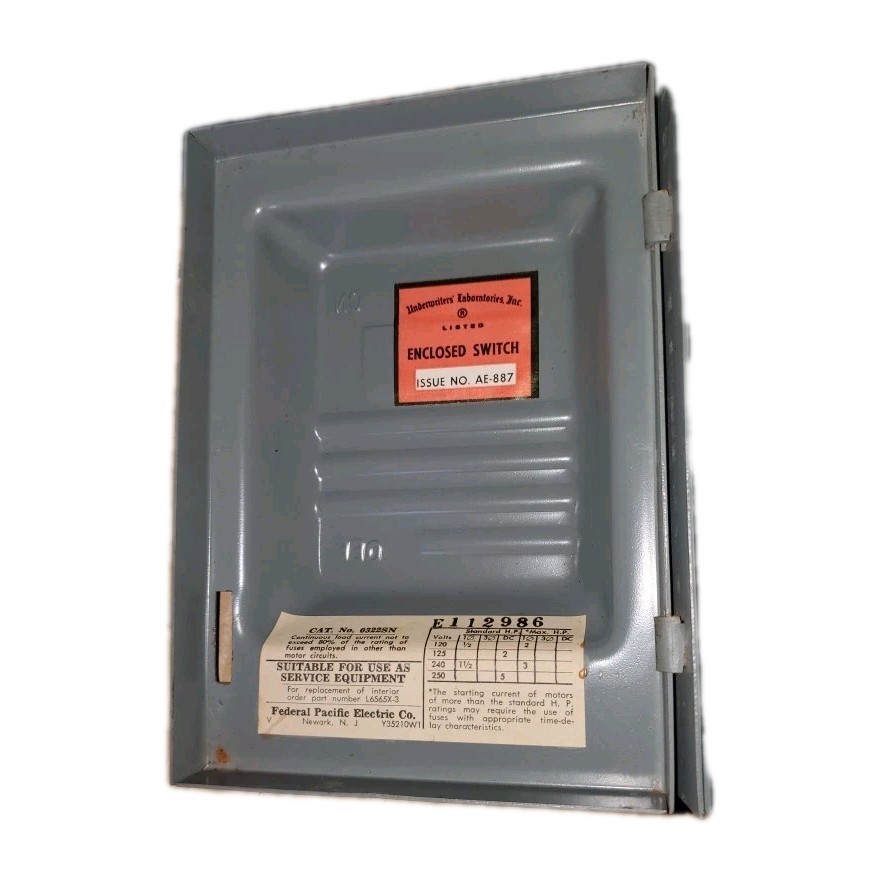 NOS Vintage Federal Pacific Electric FPE 30 Amp Safety Switch Disconnect UNUSED