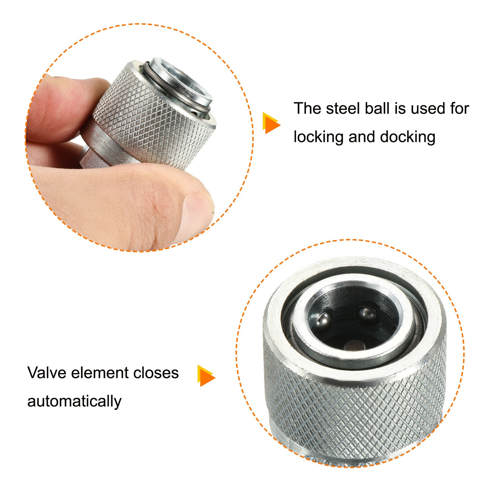 Hydraulic Quick Connect Coupler 1 Set Carbon Steel M16x1.5mm Male Thread Silver