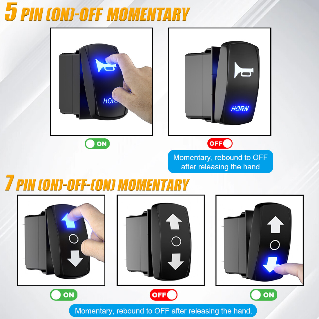 Customize LED Light Rocker Switch On Off Panel Button 12V for Car Boat ATV UTV