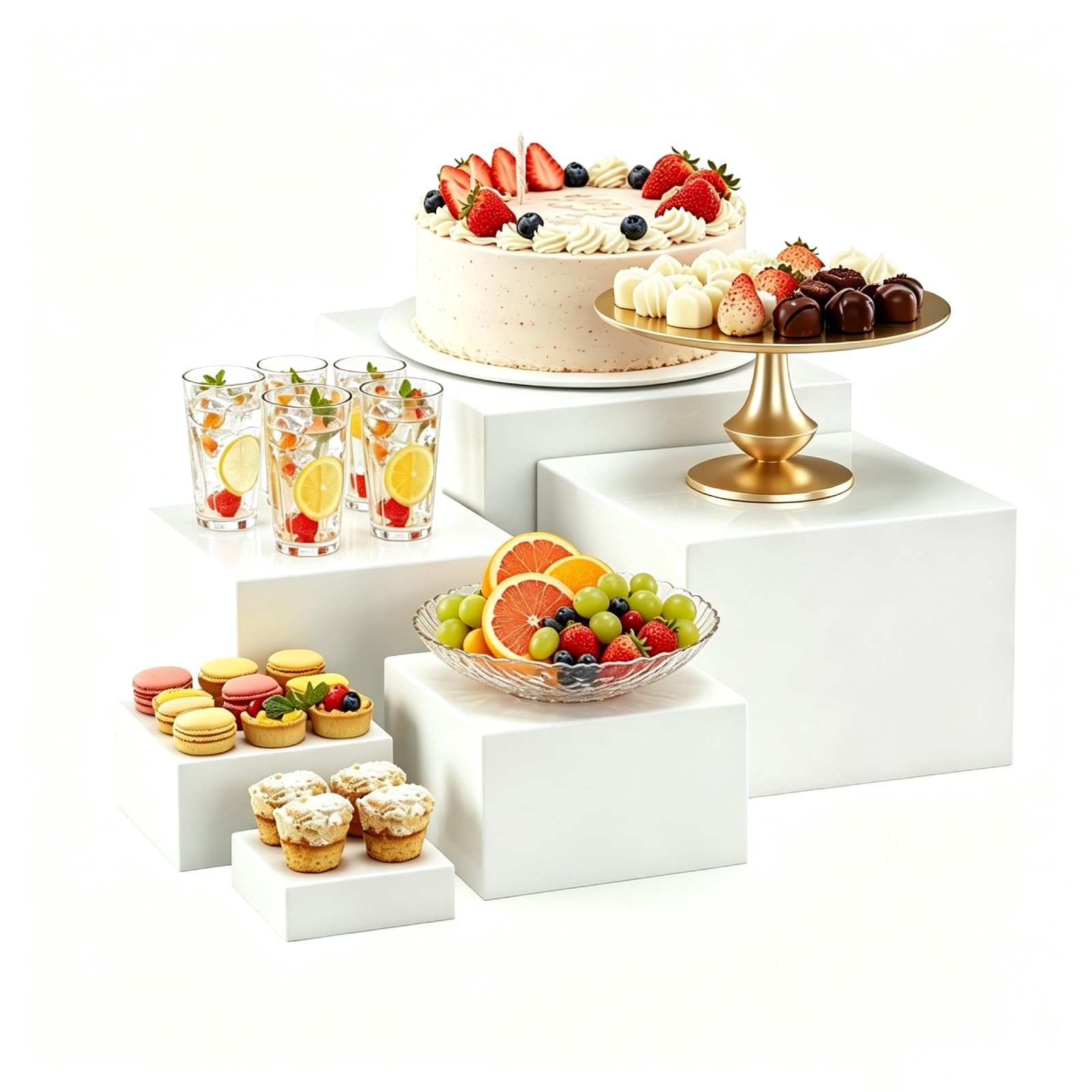 6 Pcs White Acrylic Buffet Risers , Food Risers for Buffet Table, Acrylic Nes…