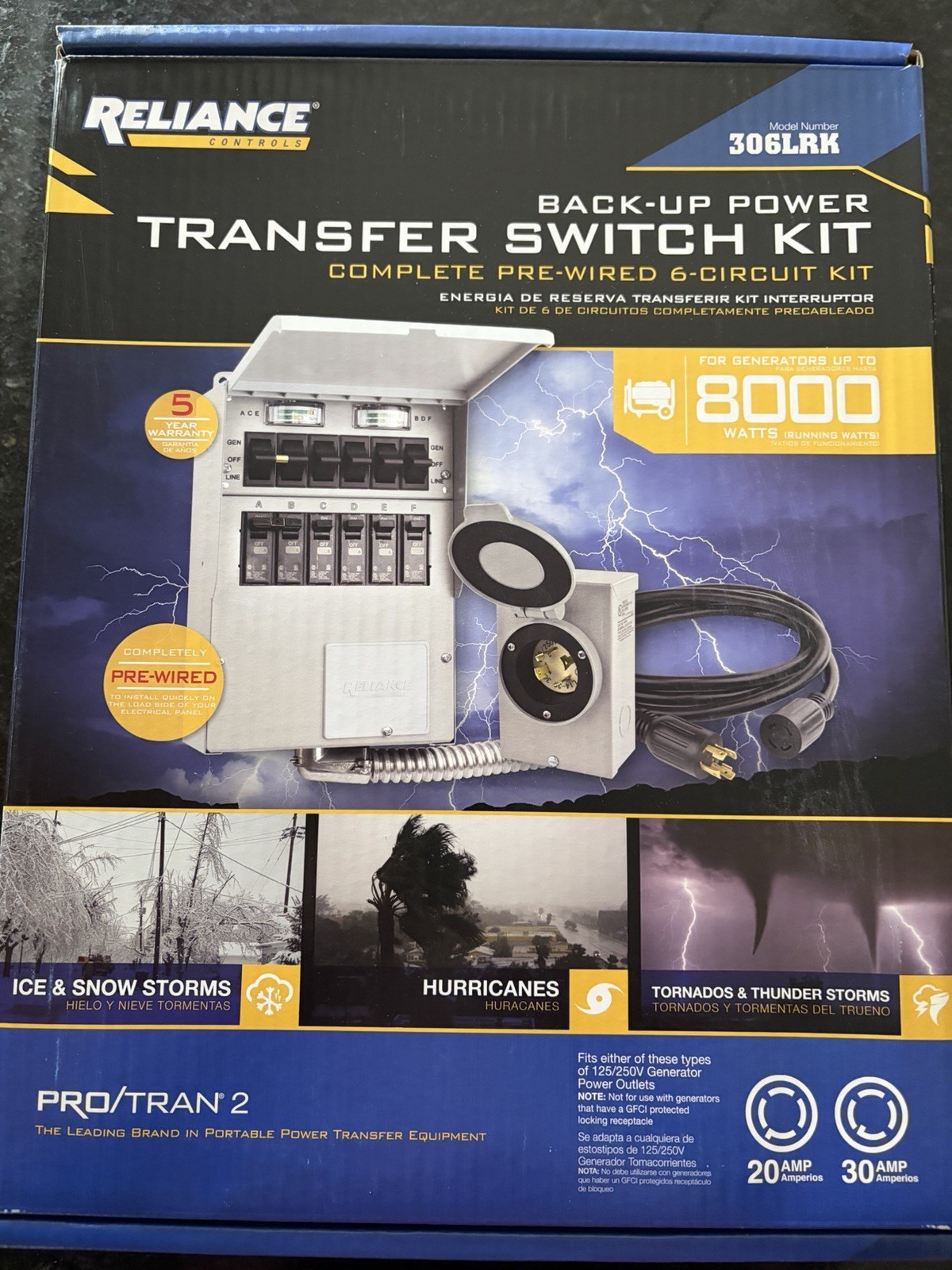 Reliance 30-Amp ProTran 2 Manual Transfer Switch Pre Wired 6-Circuit Kit 306LRK