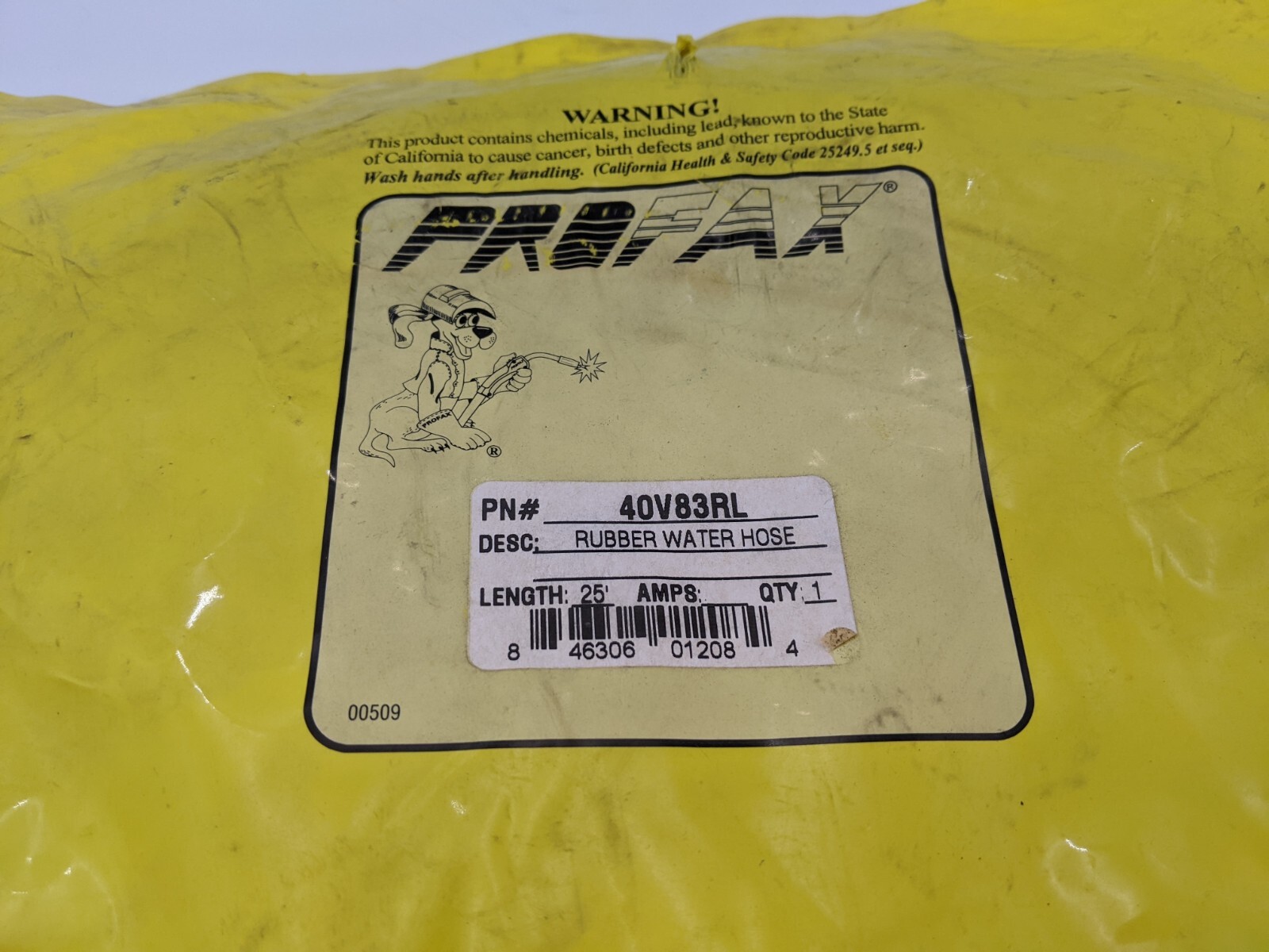 Profax 40V83RL Rubber Water Hose 25ft 7.6m Heavy Duty 3 Series TIG Torches NOS