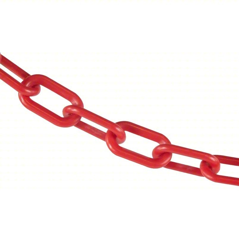 Plastic Chain 50005-300 300 ft Lg, Red, Polyethylene, 1.9 in Link Outside Lg