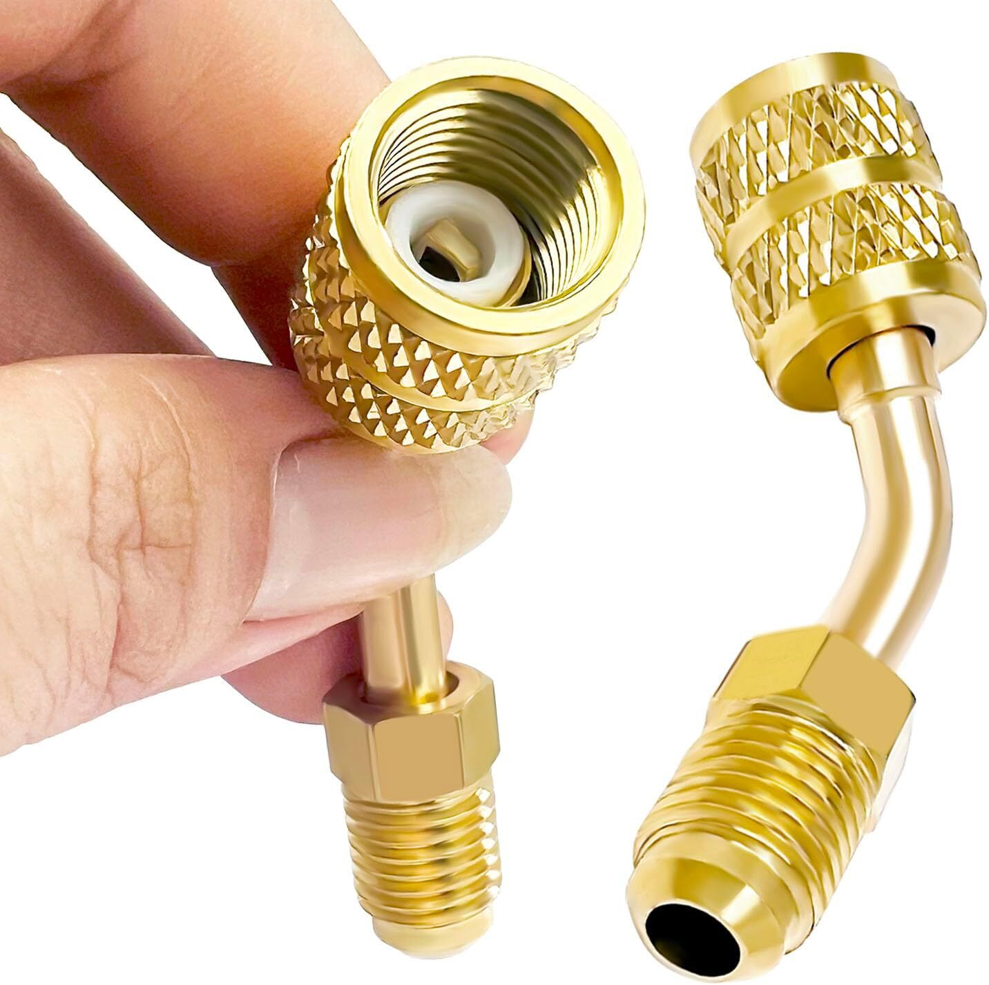 R410A Adapter for Mini Split System, 5/16 Inch SAE Female Quick Couplers to 1/4