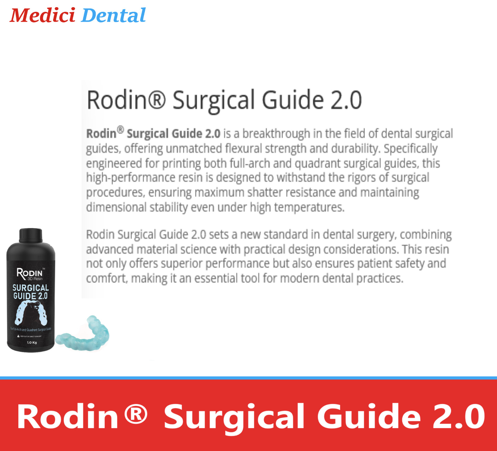 Dental Rodin® Surgical Guide 2.0 Rodin™ Surgical Tray 23867 3D Printing Resin