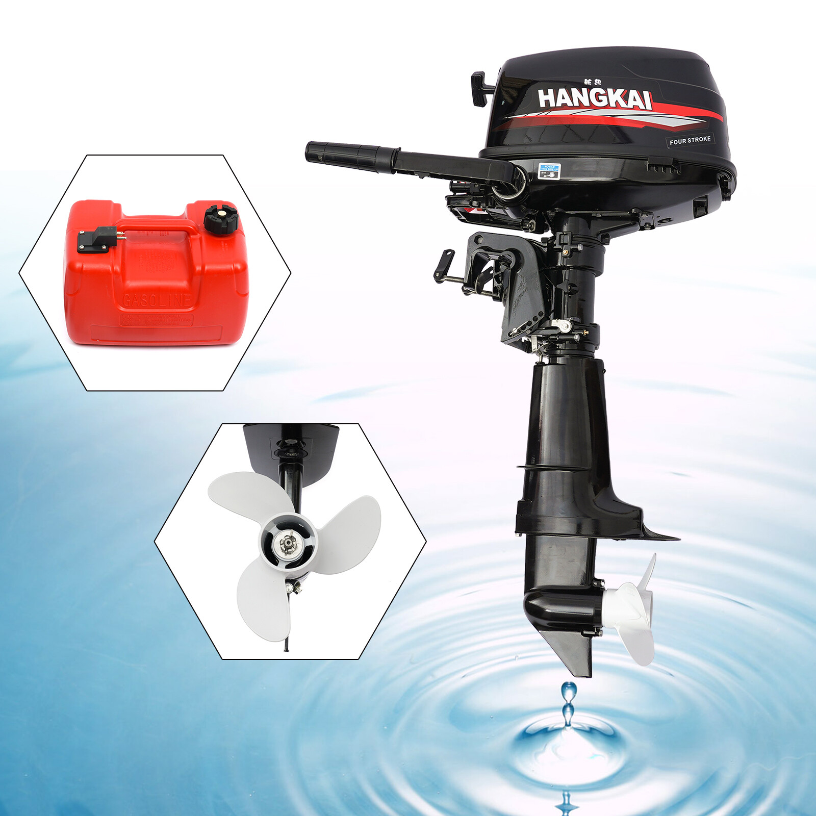 7.5HP HANGKAI Outboard Motor 2-4 Stroke Fishing Boat Engine Water/ Air Cooling