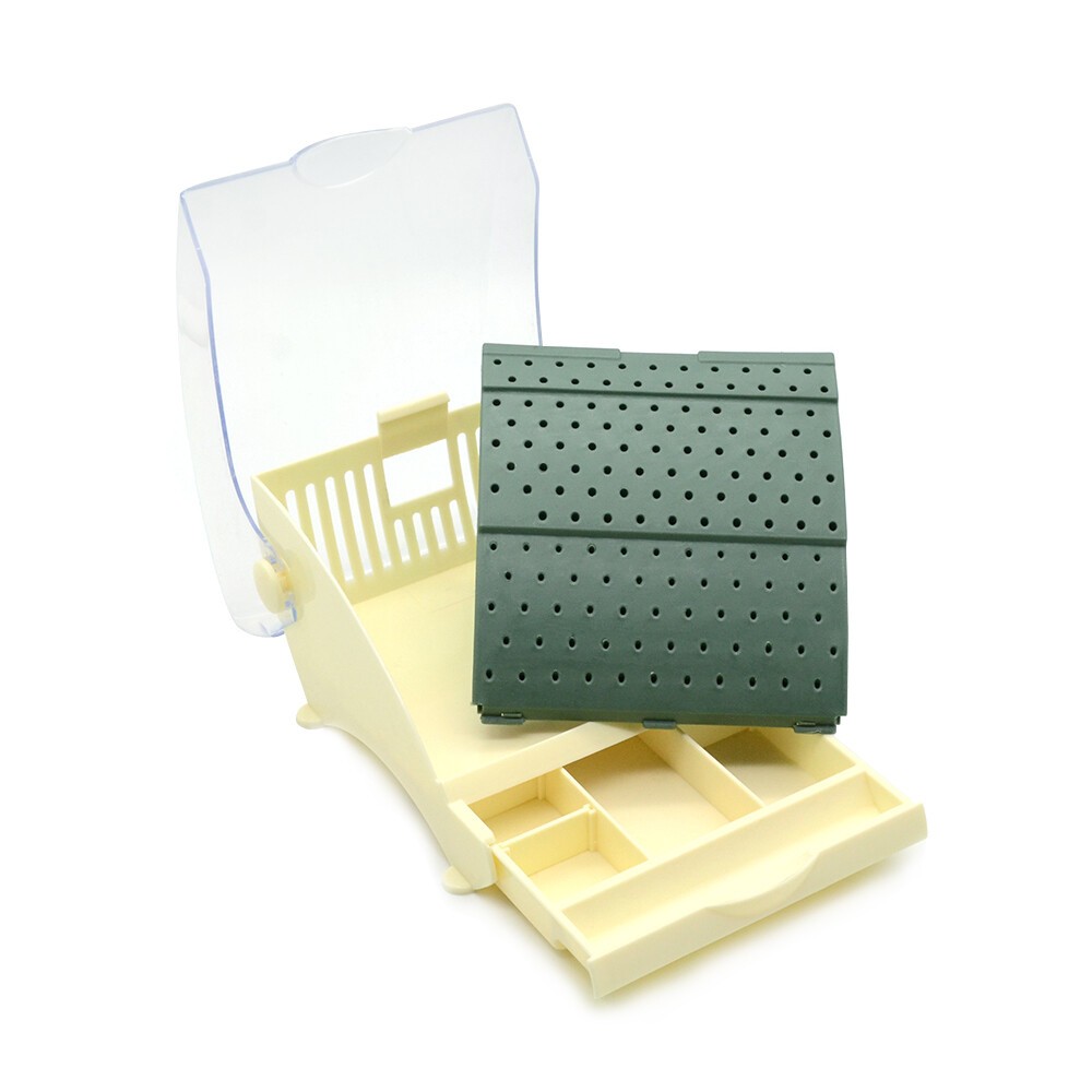 142 Holes Dental Bur Holder Disinfection Box, Bur Block Organizer with Cover NEW