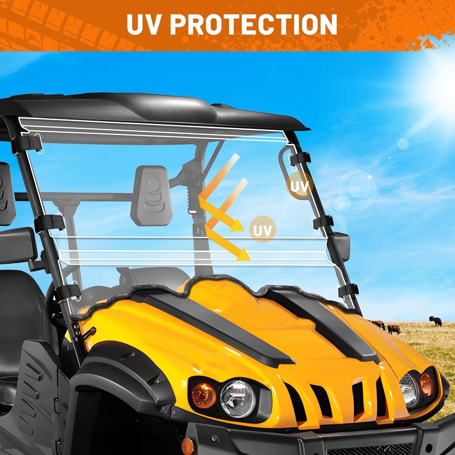 Scratch-Proof Heavy Duty UTV Windshield for Massimo, Hisun, Coleman, Bighorn