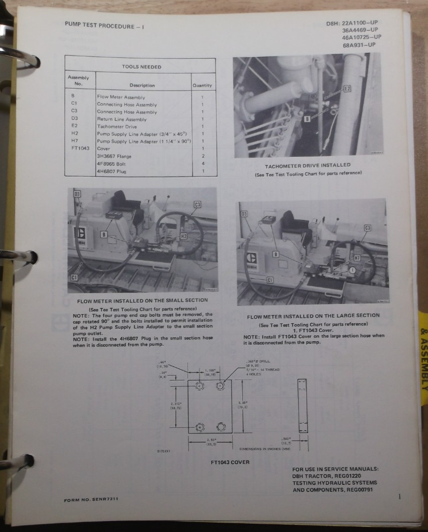 CAT CATERPILLAR D8 D8H TRACTOR DOZER SERVICE SHOP REPAIR MANUAL BOOK 36A 46A 68A