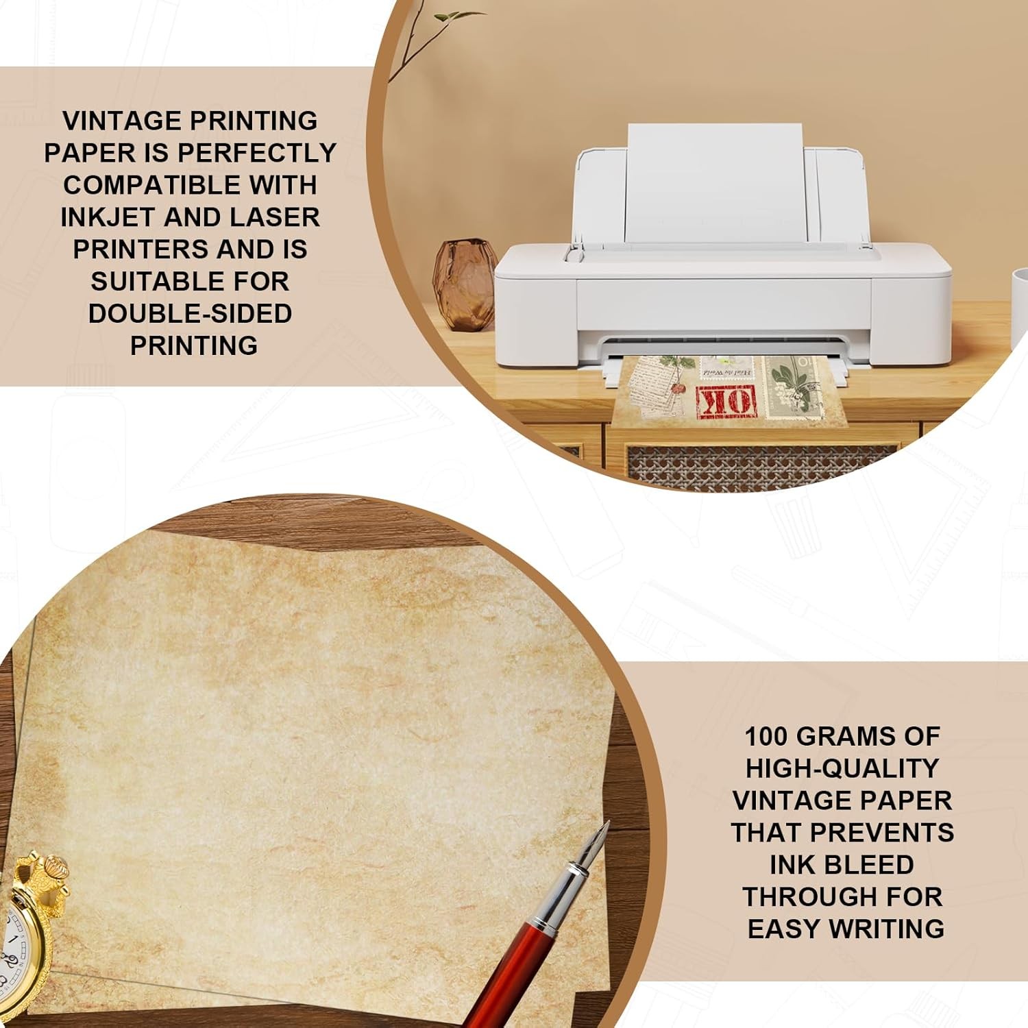 70PCS Vintage Paper 8.5 x 11 in Parchment paper for Writing Letter writing Paper
