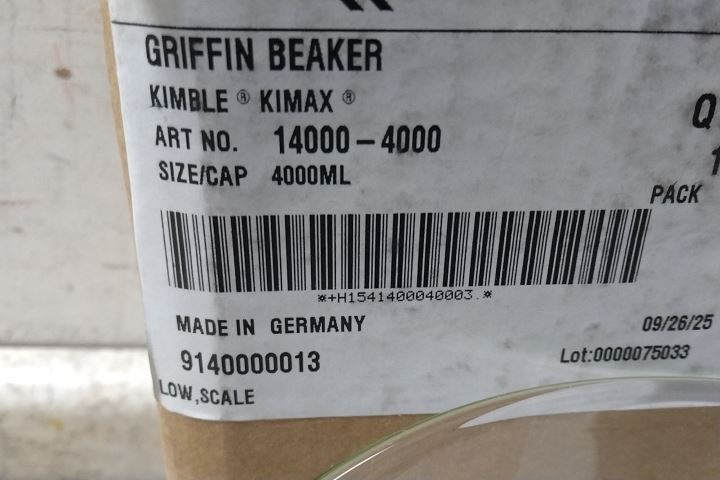 Kimble 14000-4000 2 Pk 4 L Capacity Borosilicate Glass Beaker