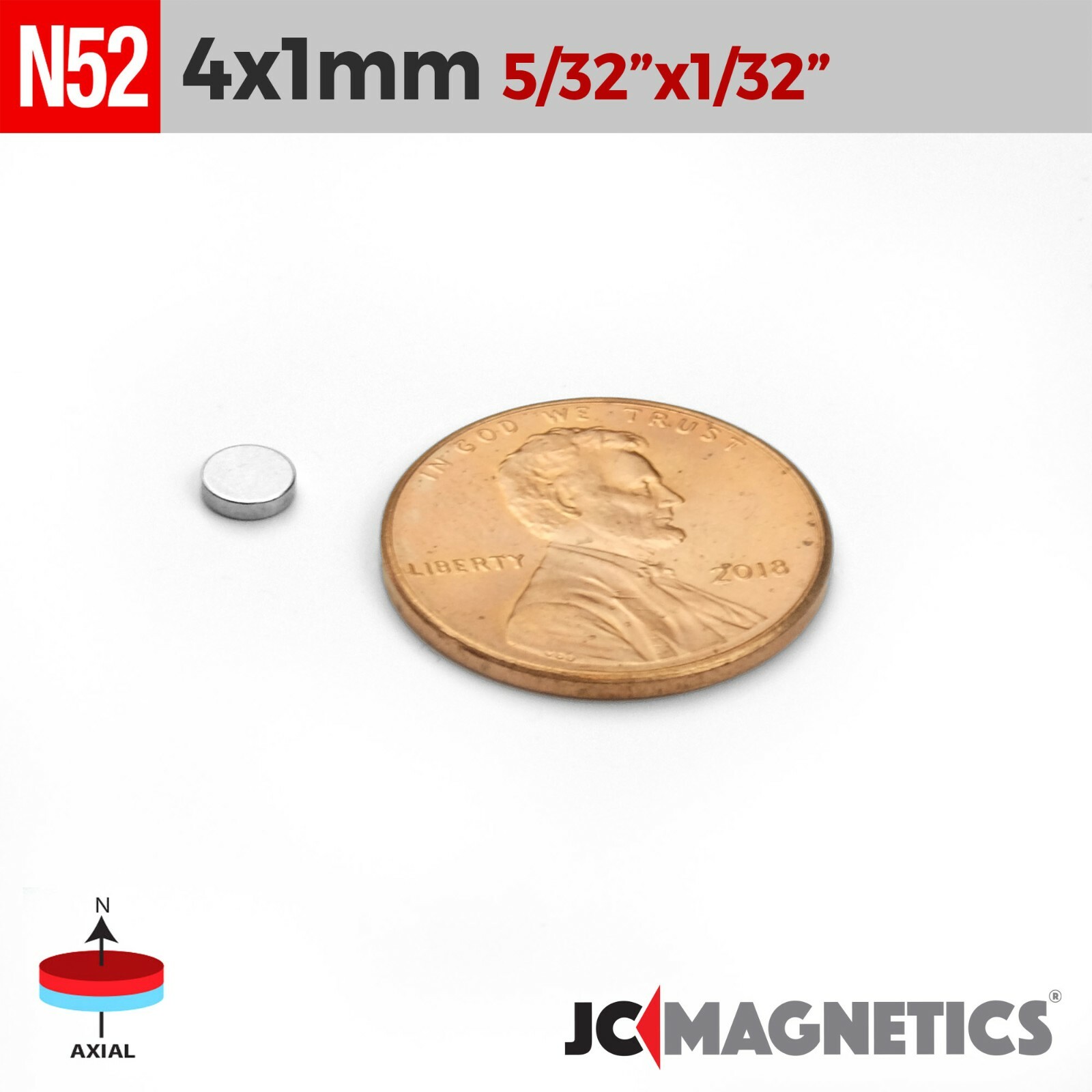 4mm x 1mm 5/32″x1/32″ N52 Rare Earth Neodymium Small Thin Magnet Disc 4x1mm