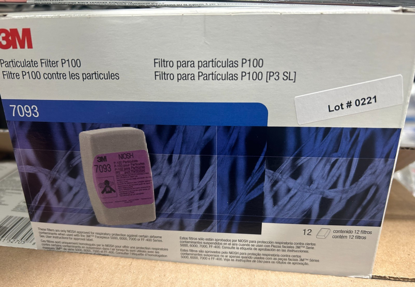 3M Particulate Filter 7093, P100, Cs of 6O (5 Boxes of 12 ea) Exp 02/2026