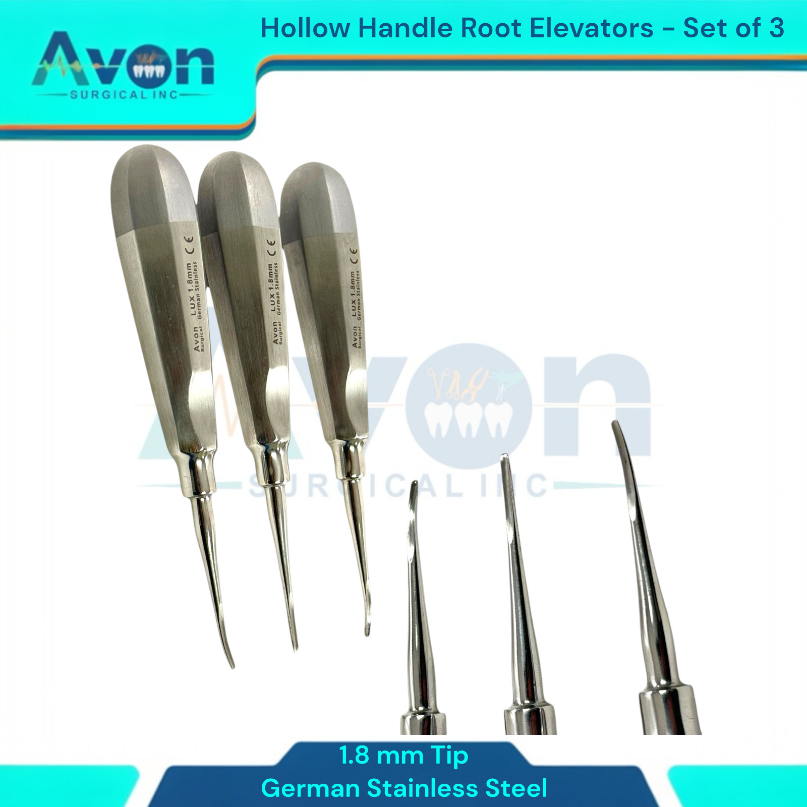 Feline Tooth Extractions 1.8mm Luxating Root Extracting Elevators – 4 Pack