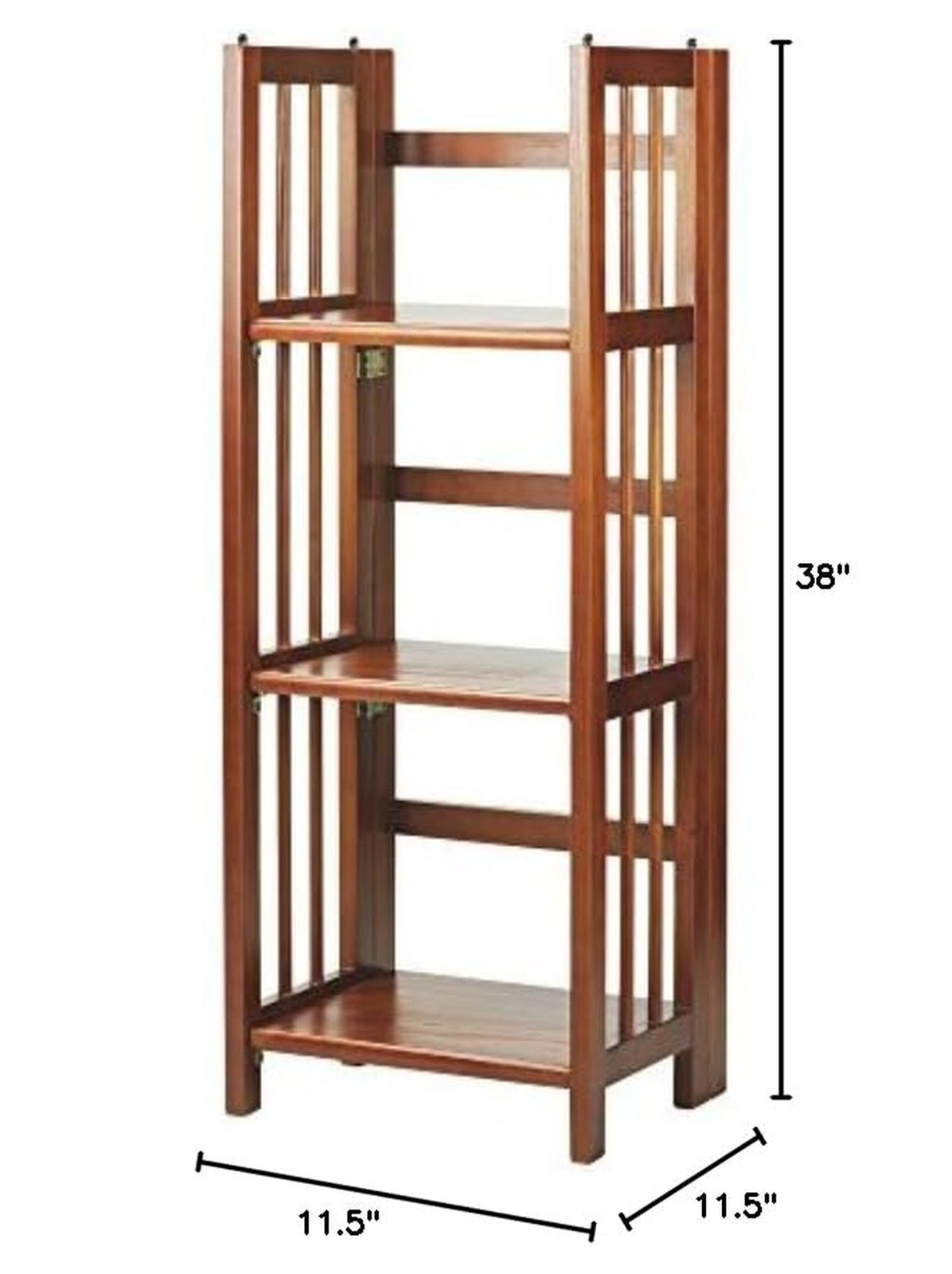 Casual Home Narrow 3-Shelf Folding Bookcase, 14″ Wide, Mahagony Mahogany