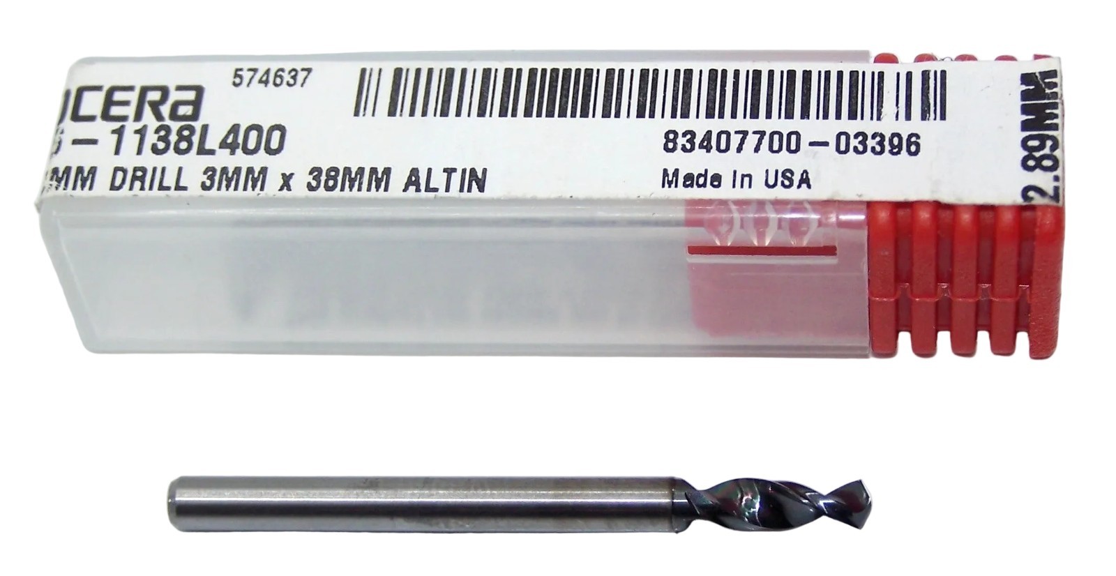 226-1138L400 Kyocera 2.89mm Carbide Drill 2 FLUTE 0.1138″ Diameter AlTiN Coated