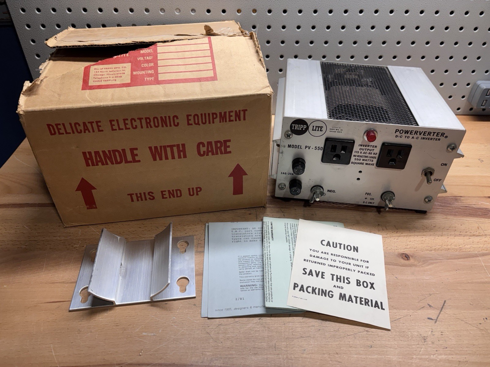 New open box TRIPP LITE PowerVerter PV-550 DC to AC power Inverter & Paperwork