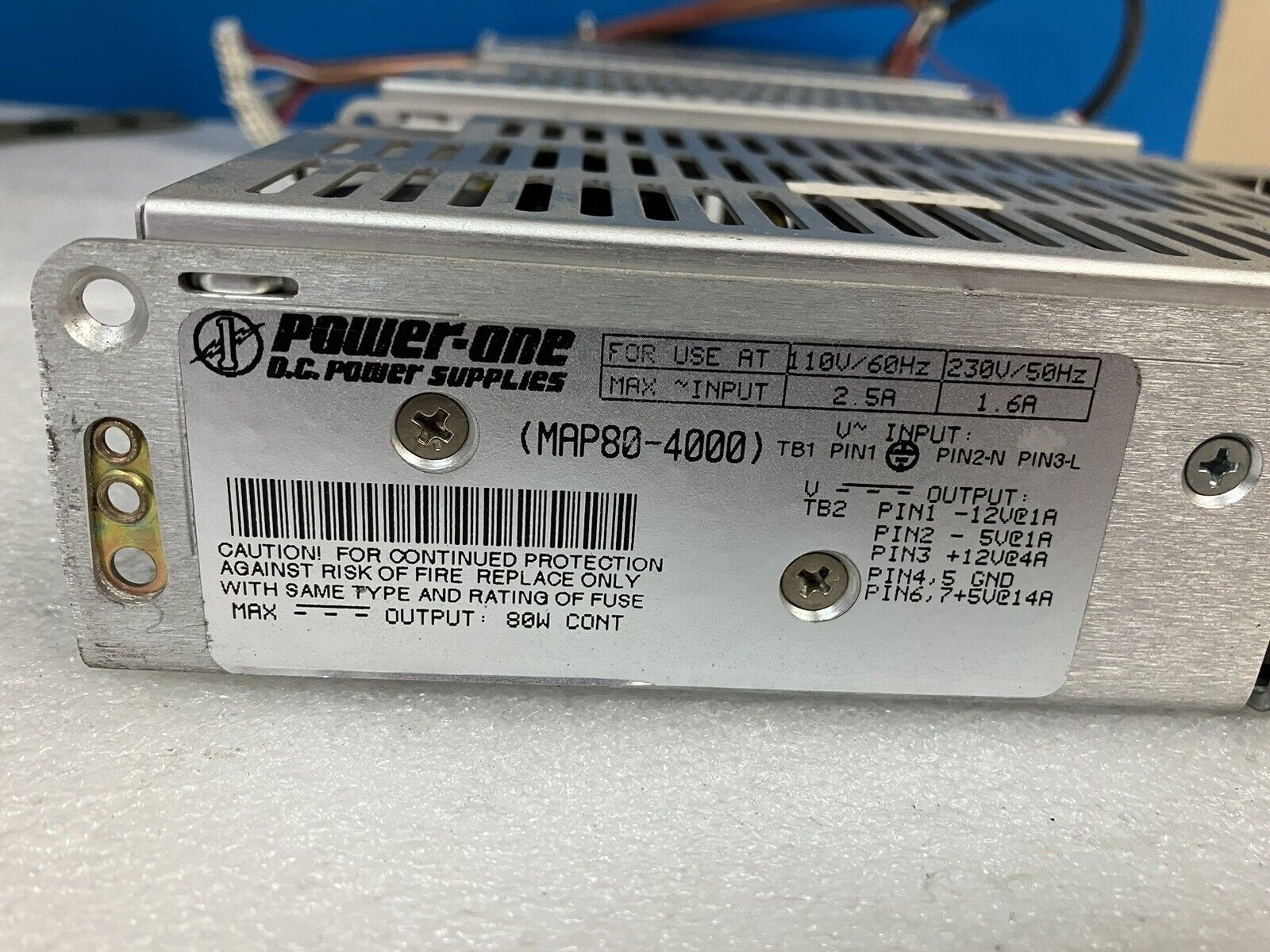 （1x) MAP80-4000 POWER-ONE 110V / 230V AC Four Output Switching Mode Power Supply