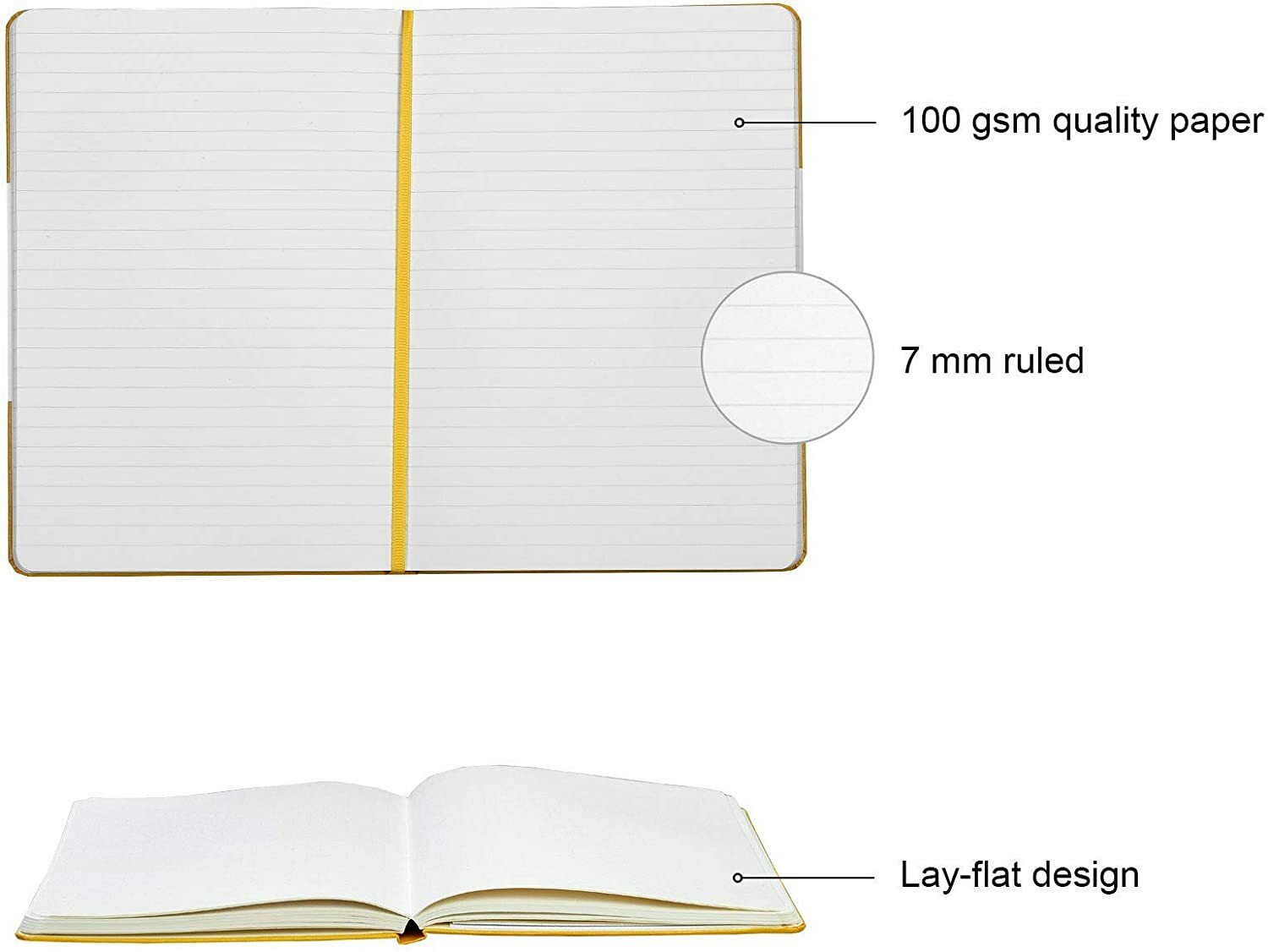Paperage Lined Yellow Journal Hardcover, 5.7″x 8″ 100gsm 160pgs