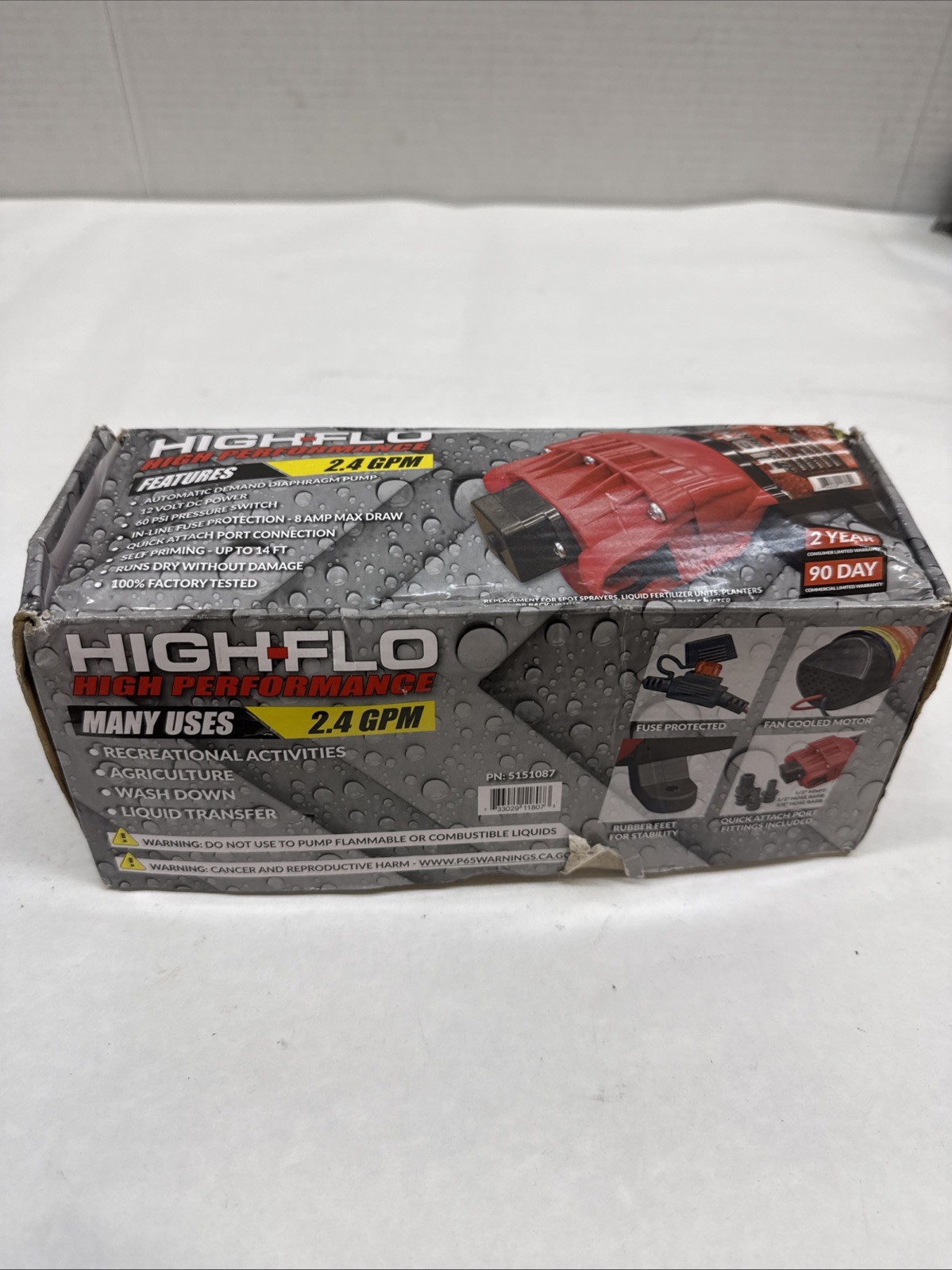 High-Flo 5151087 Diaphragm Pump, 12Vdc, 2.4 Gpm Max. Flow
