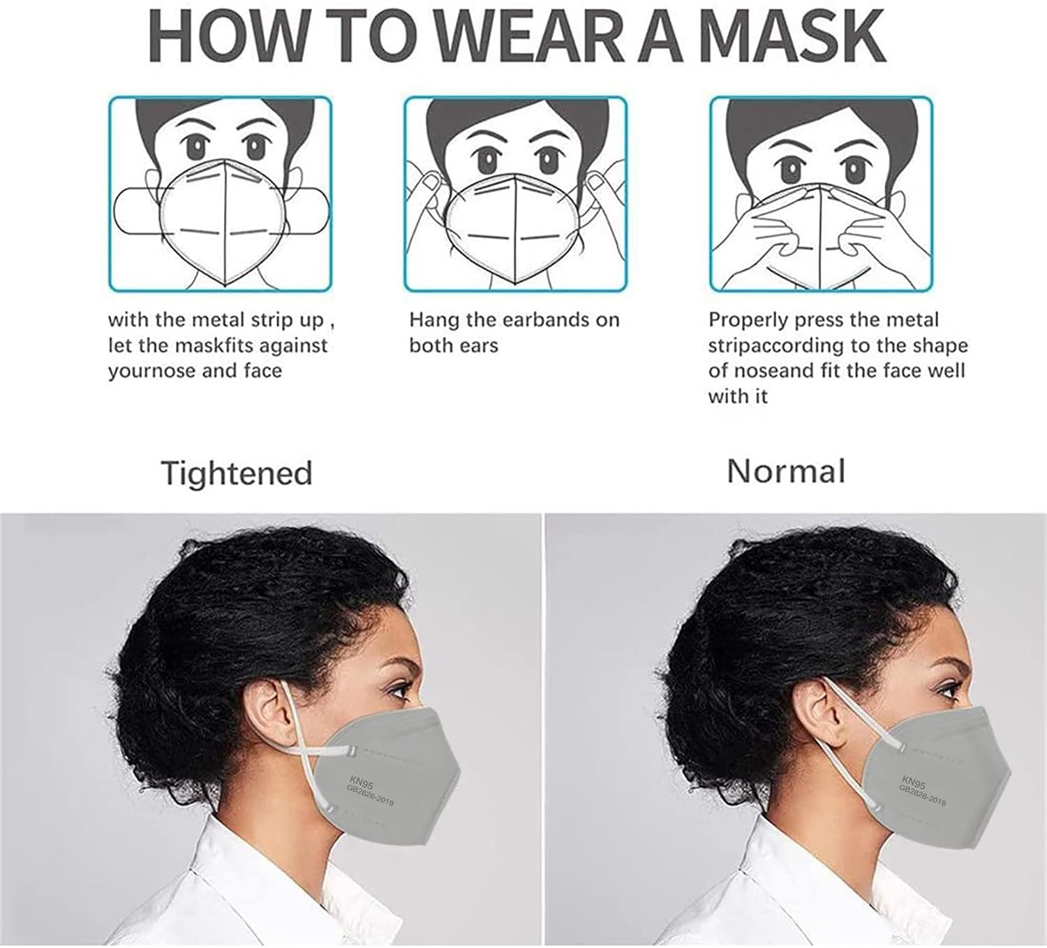 50PCS KN95 Face Mask 5 Layer Cup Dust Safety Masks Breathable Elastic
