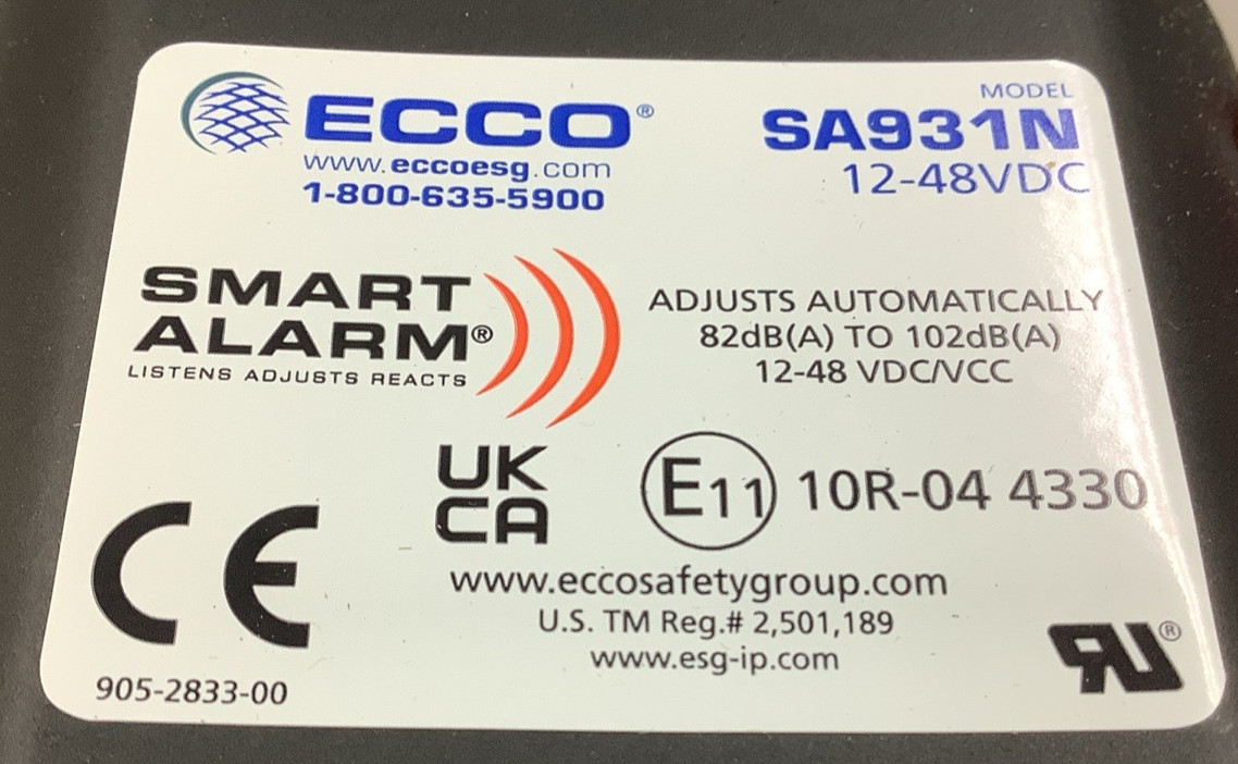 Ecco SA931N Smart Alarm 600 Series Back-Up Alarm 12-48VDC 82-102dB (B660)