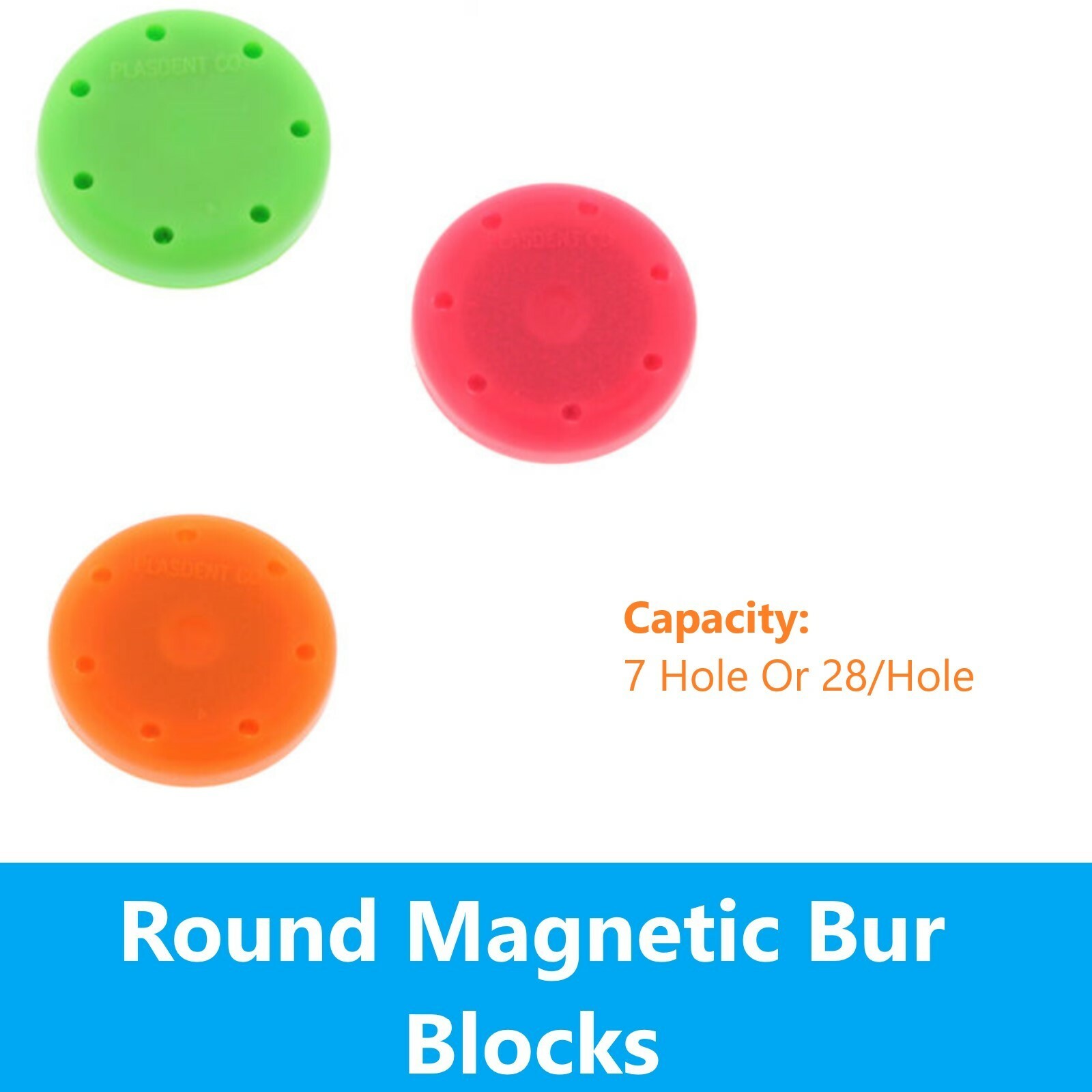 Dental Lab Magnetic Round Bur Block Holder 7 Hole HP, FG & RA Autoclavable 250F