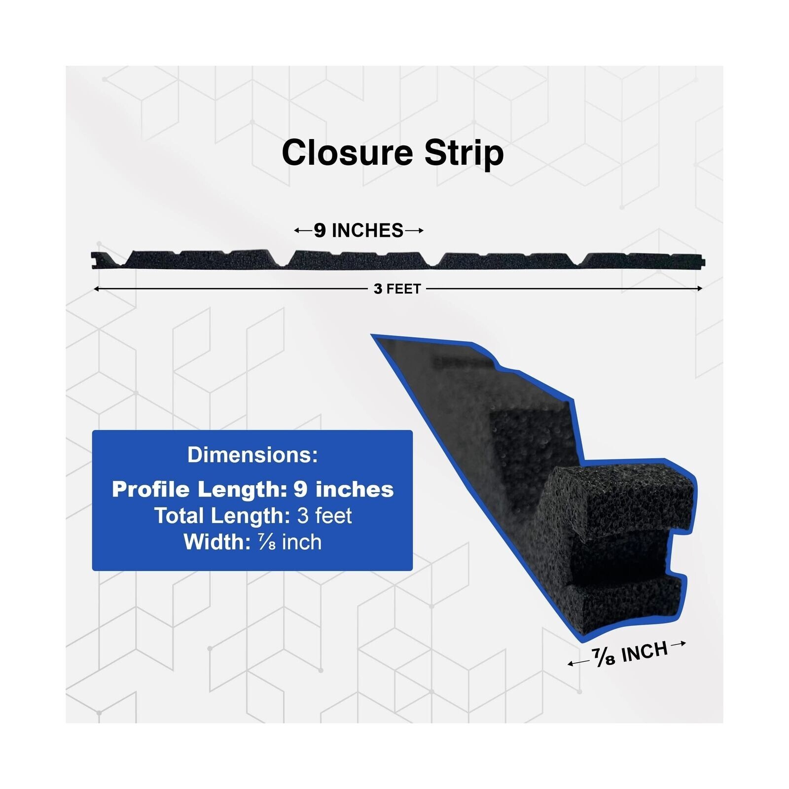 Duco 9″ Rib Profile Outer Foam Closure Strips for Metal Roofing Panels (50 pcs)