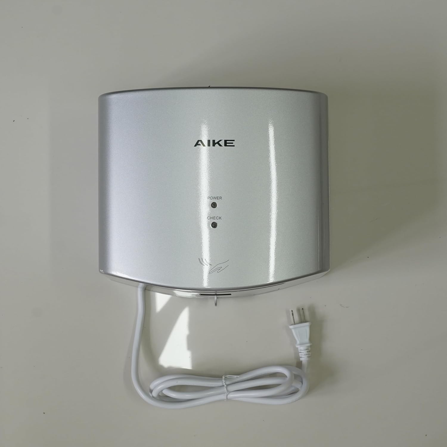 AIKE AK2630 Compact Hand Dryer 1400W – 110V Silver Air Wiper, 2-Pin Plug