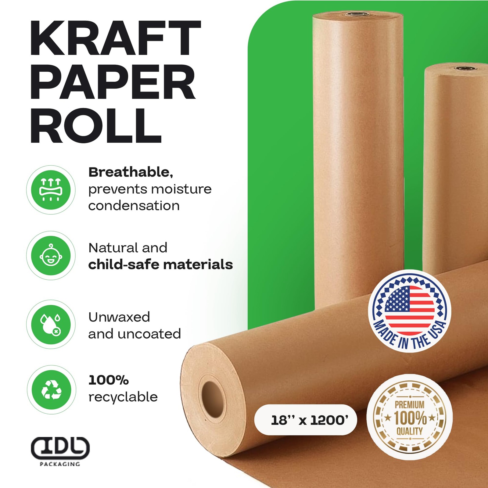 Kraft Paper Roll Large Brown 18″ x 14400″ (1200 ft) Natural Void Filling Craft