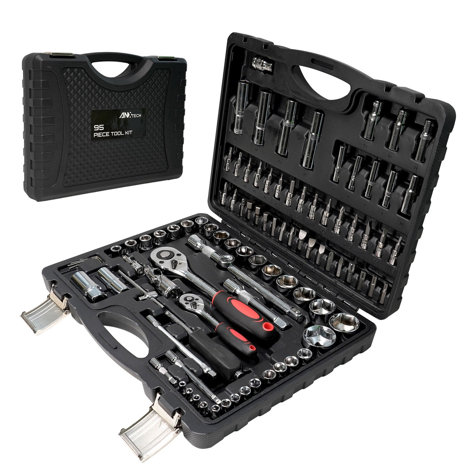 ANXTECH 95pcs Socket Wrench Set Tool Kit 1/2″ 1/4″ Socket Set for Mechanics Car