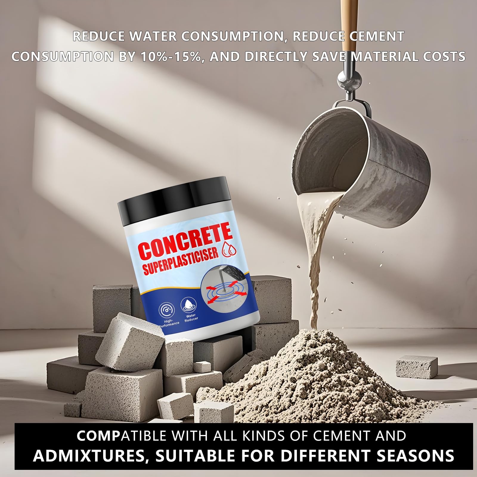 Concrete Super Plasticizer, Concrete Admixture, 8 Ounces High Range Water Red…