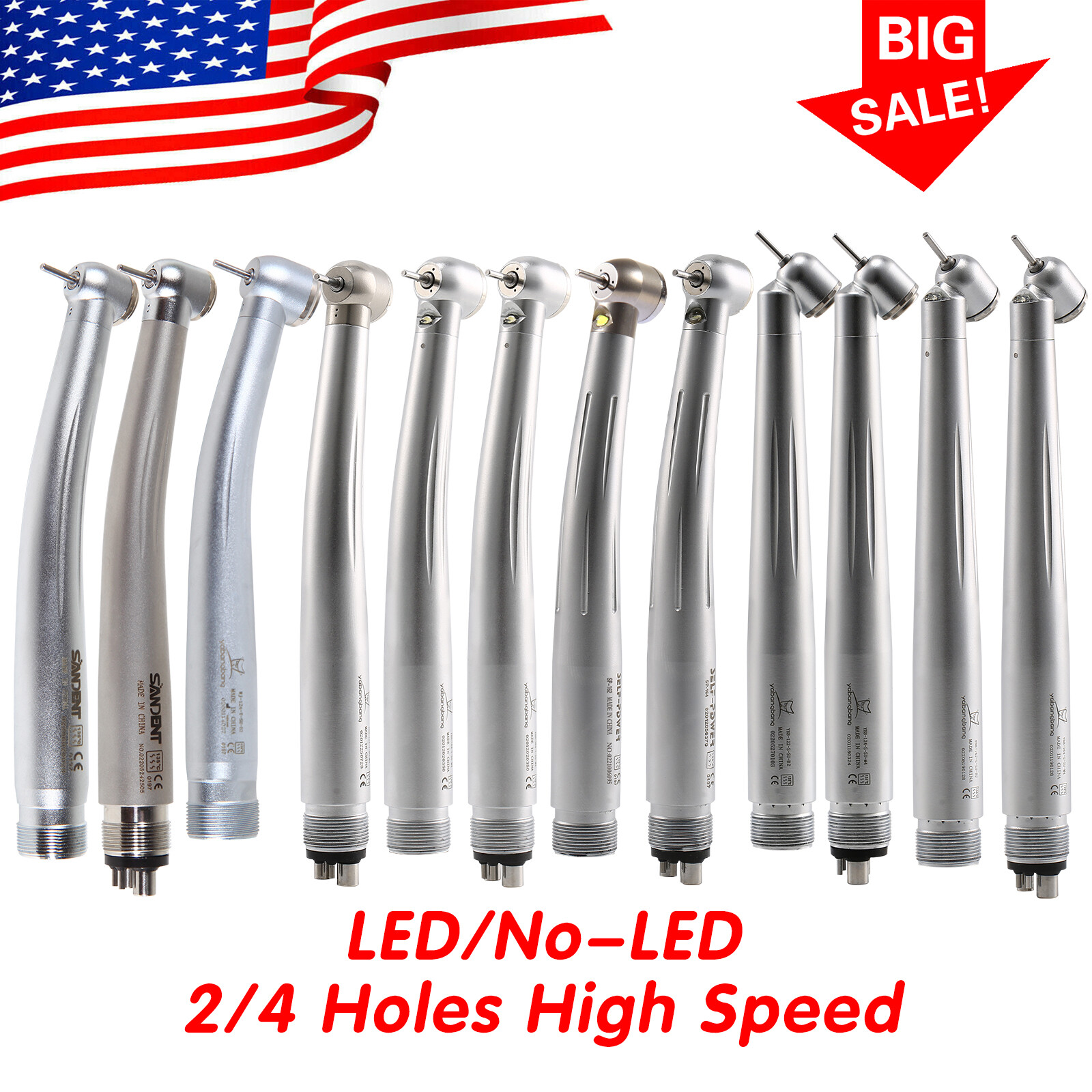 USPS Pieza de mano de alta velocidad de vías LED/NO-LED estilo NSK PANA 2/4Hole