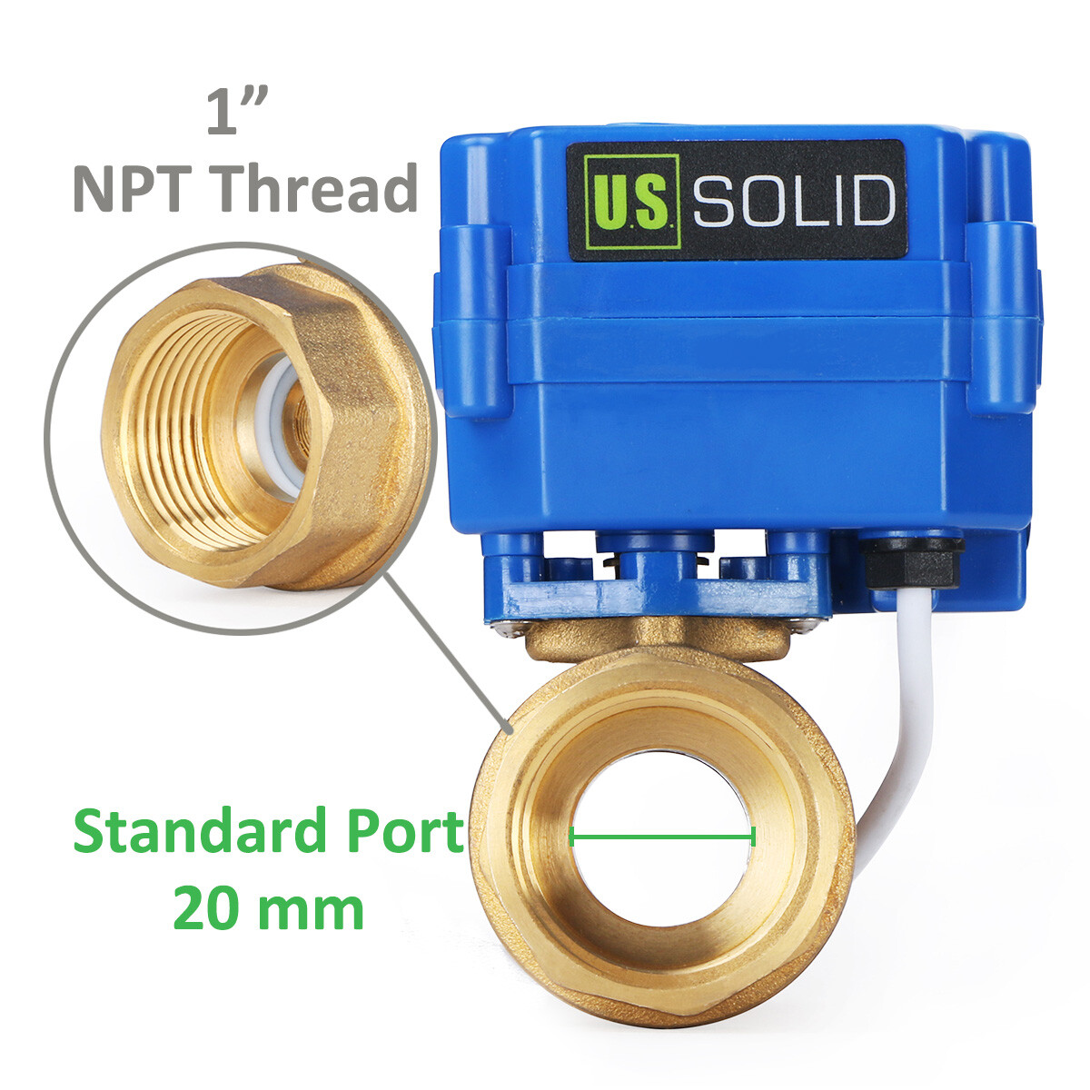 U.S. Solid 1″ NPT Motorized Ball Valve N/C 9V 12V 24V AC/DC 2-Wire Brass