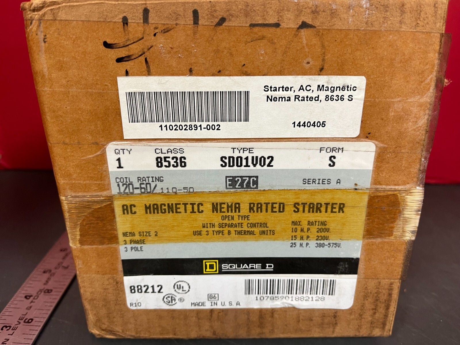 SQUARE D 88212 (8536SD01V02S)- AC MAGNETIC NEMA RATED STARTER